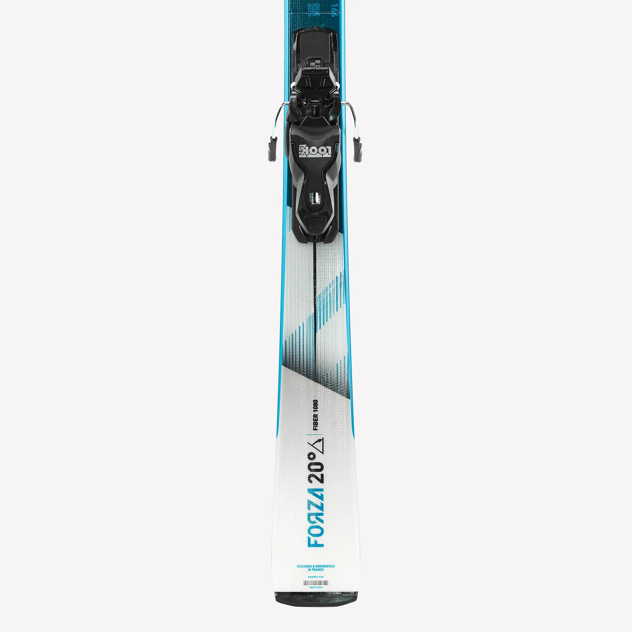 Ski alpino com Fixações para adulto, Forza 20° Cinzento, branco e azul 8/9