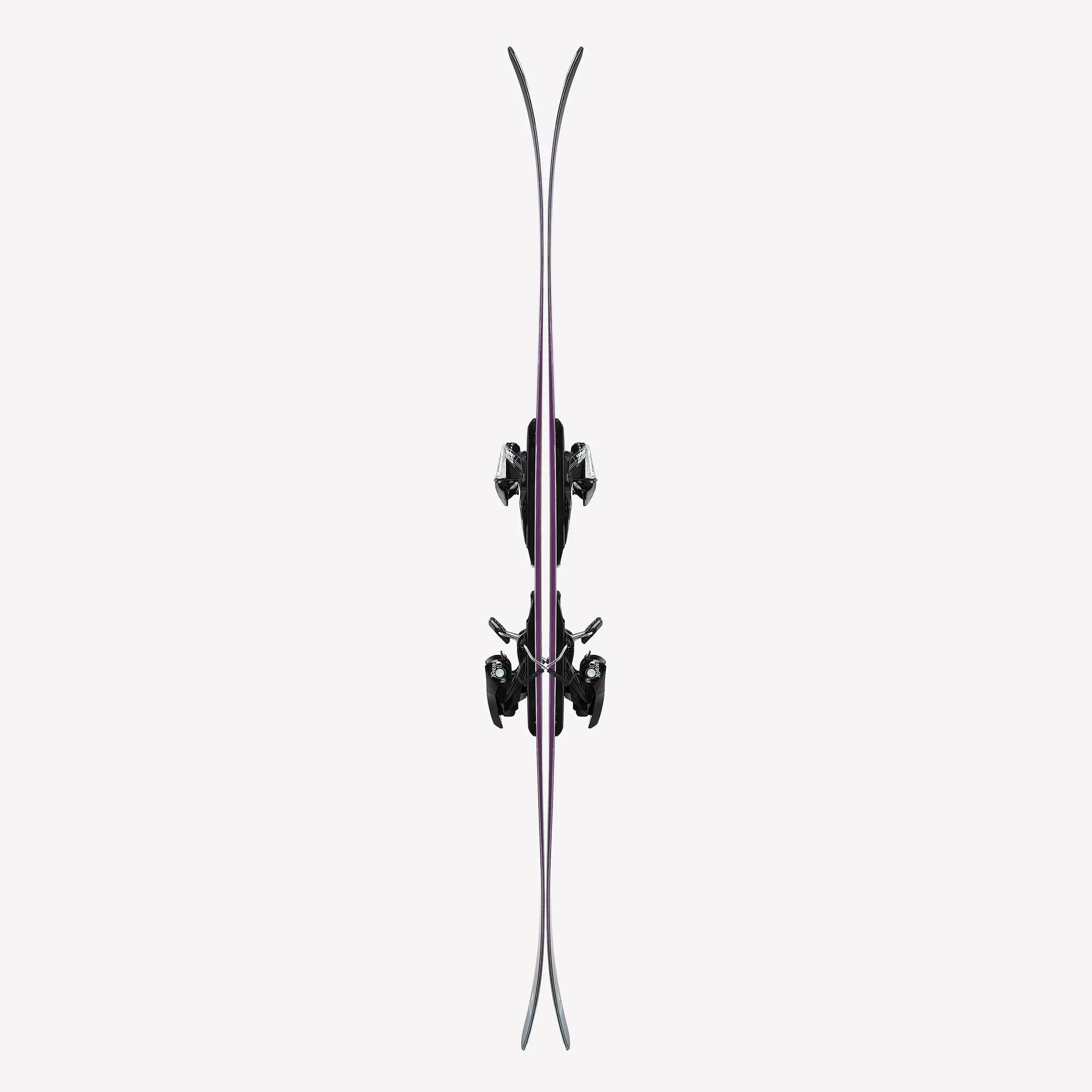 Ski Freeride com fixações para adulto, M-FREE 94 preto e violeta 6/9