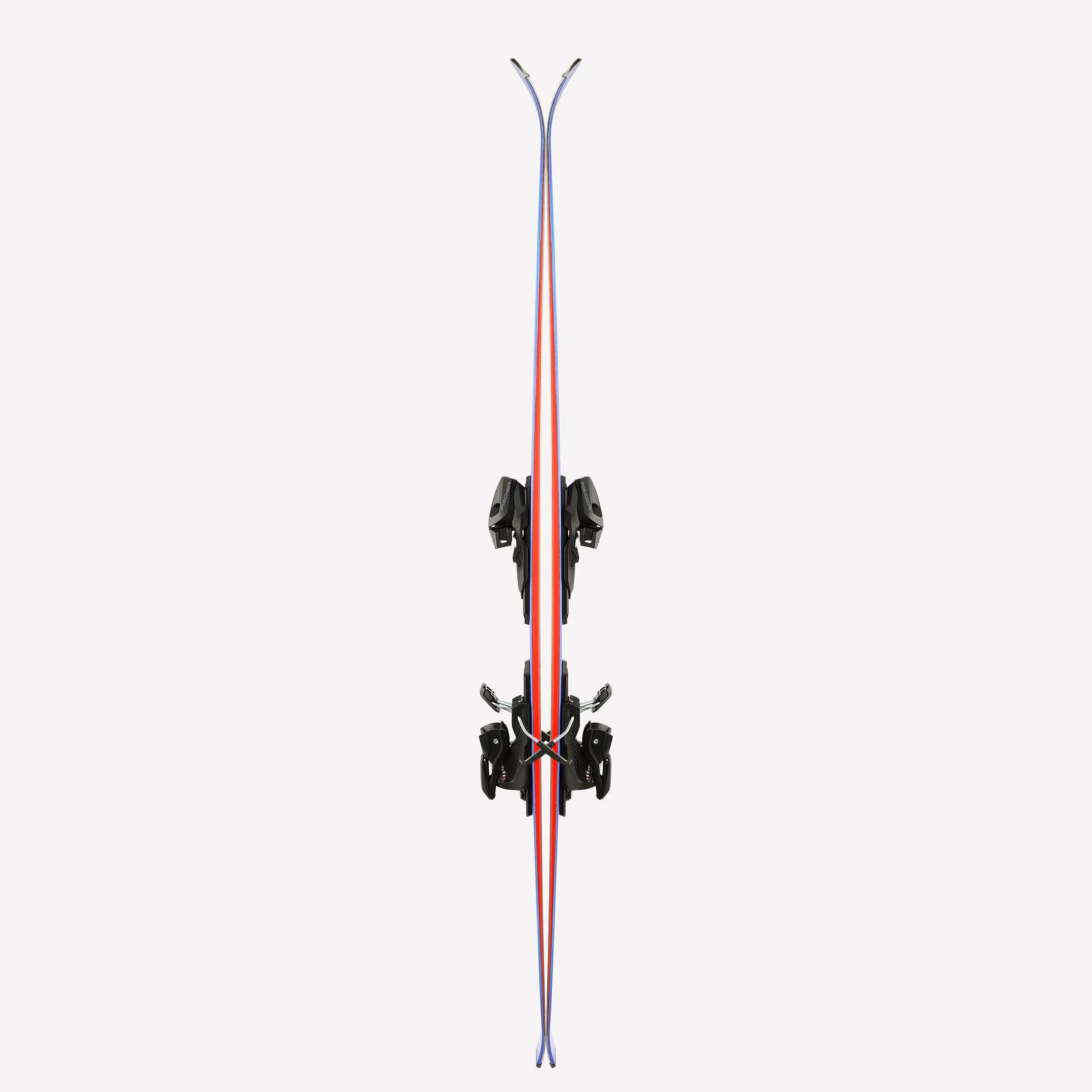 Ski alpino com fixações para homem, The Curv Power, azul e vermelho 6/9