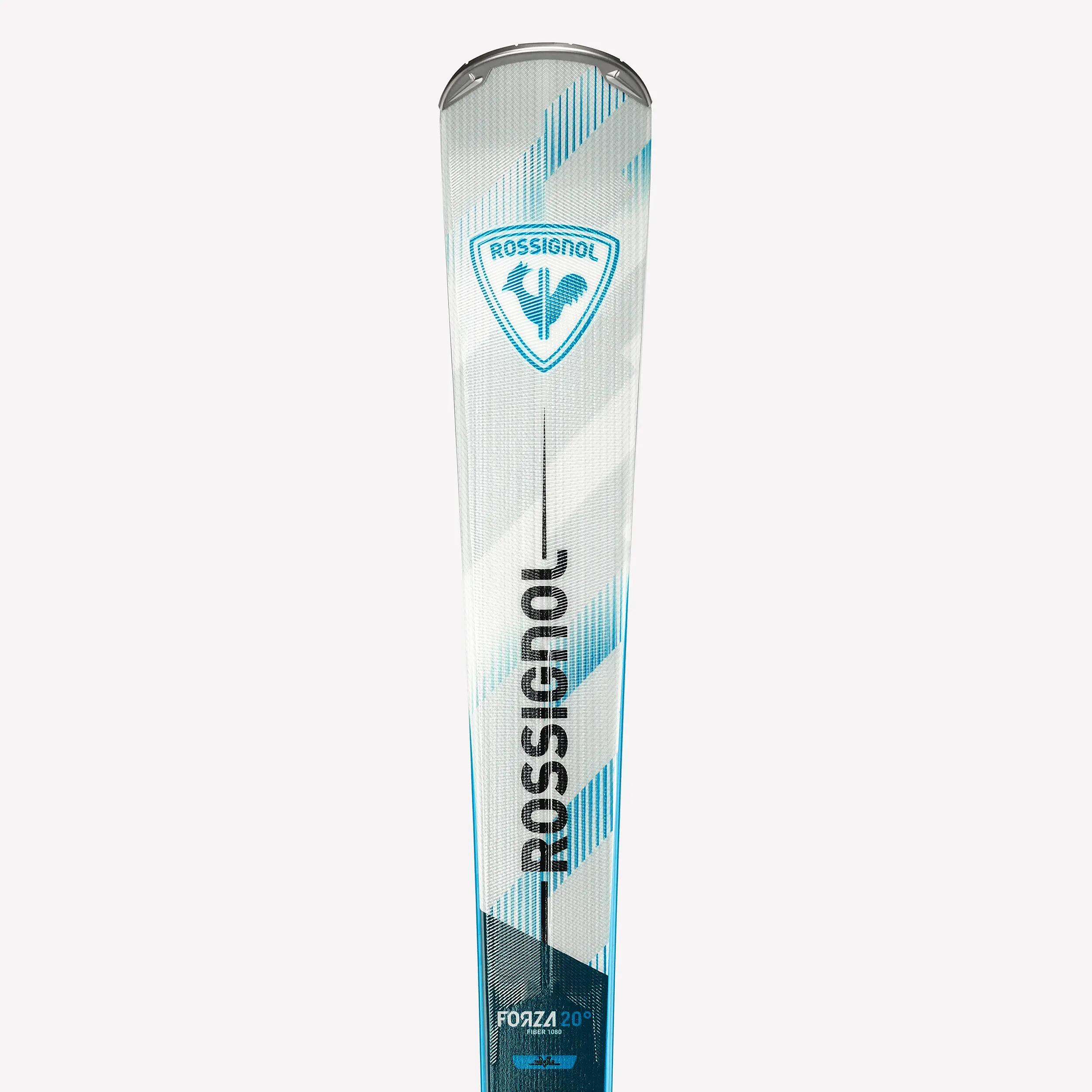 Ski alpino com Fixações para adulto, Forza 20° Cinzento, branco e azul 7/9