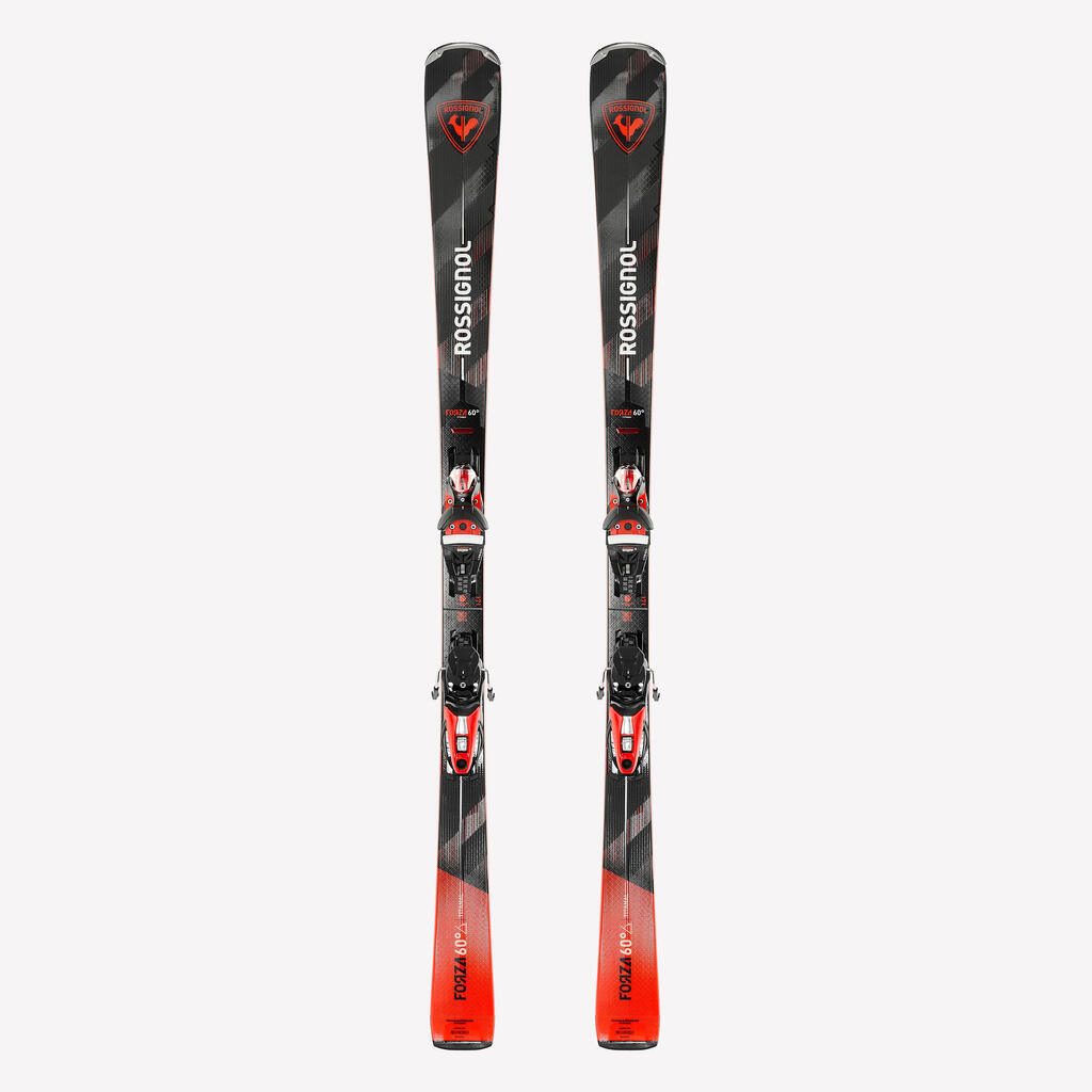 Πέδιλα σκι τιτανίου υψηλής απόδοσης με δέστρες Rossignol Forza 60°-Κόκκινο/μαύρο