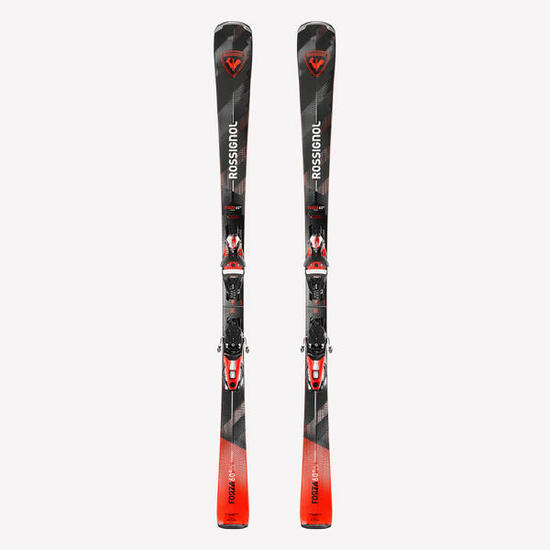 Ski alpin performants en Titane, avec fixations, Rossignol Forza 60°, rouge noir