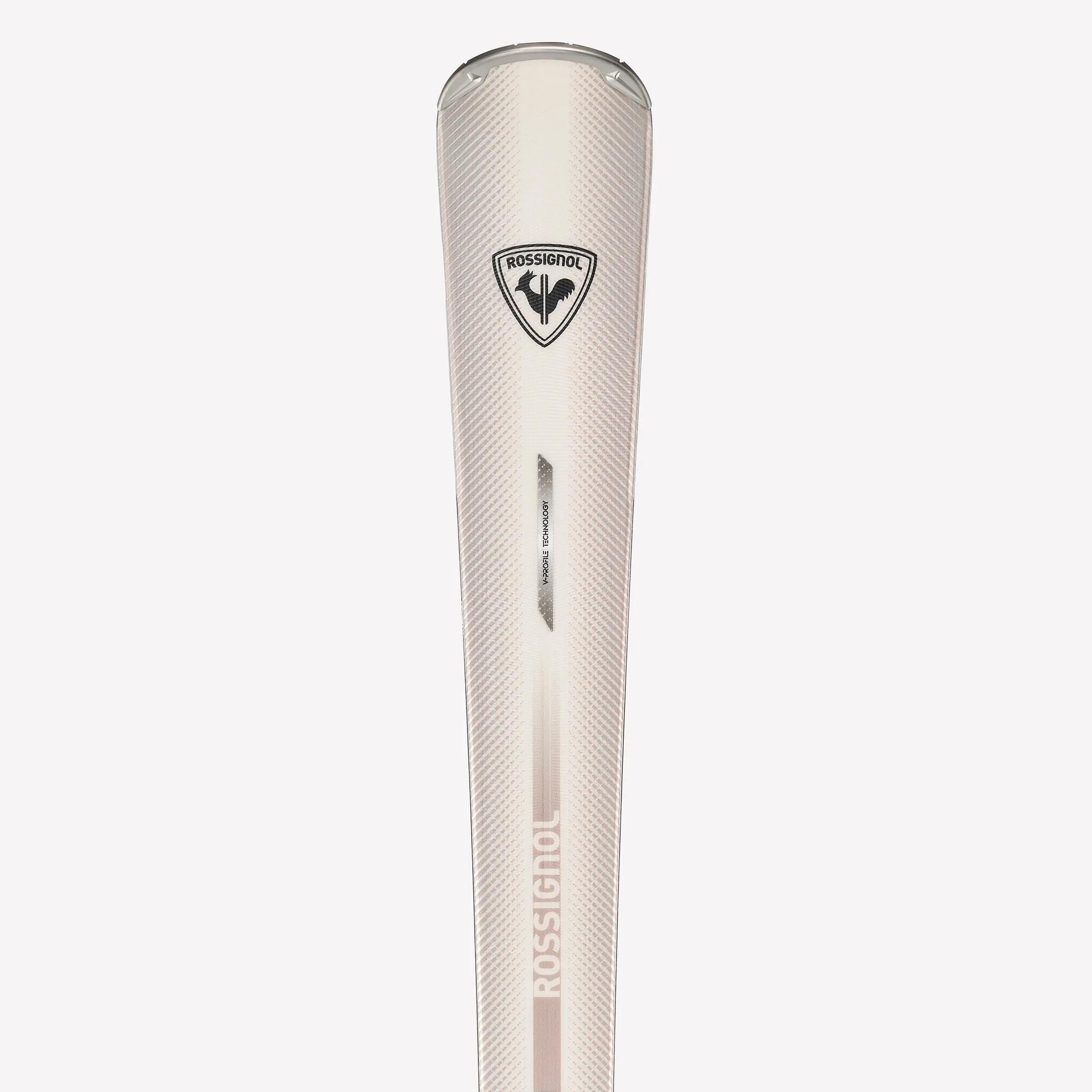 Esquí alpino con fijaciones mujer, Rossignol Nova 6, marfil  7/9