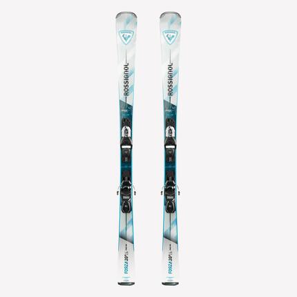 Ski alpin avec fixations adulte, Rossignol Forza 20° gris, blanc et bleu
