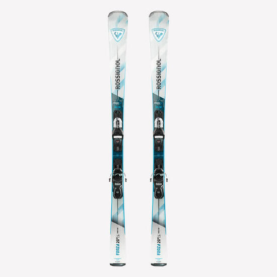 Ski alpin avec fixations adulte, Rossignol Forza 20° gris, blanc et bleu