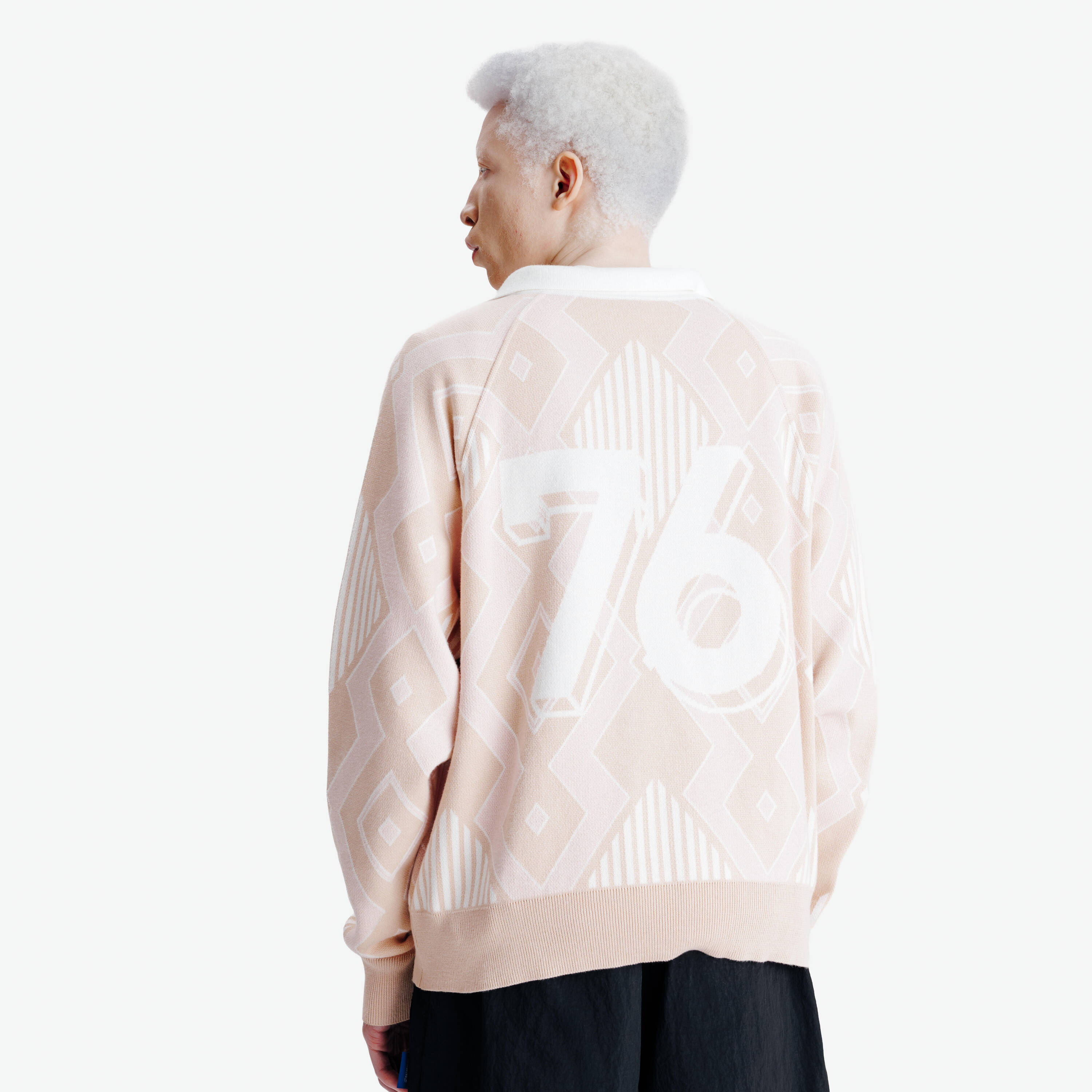 Men's jumper, Heritage, pink and white -  5