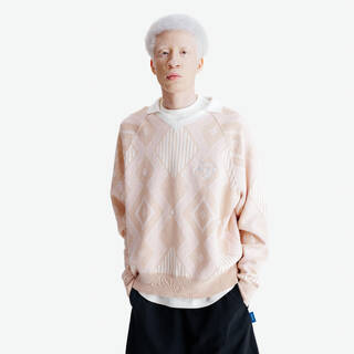 Men's jumper, Heritage, pink and white