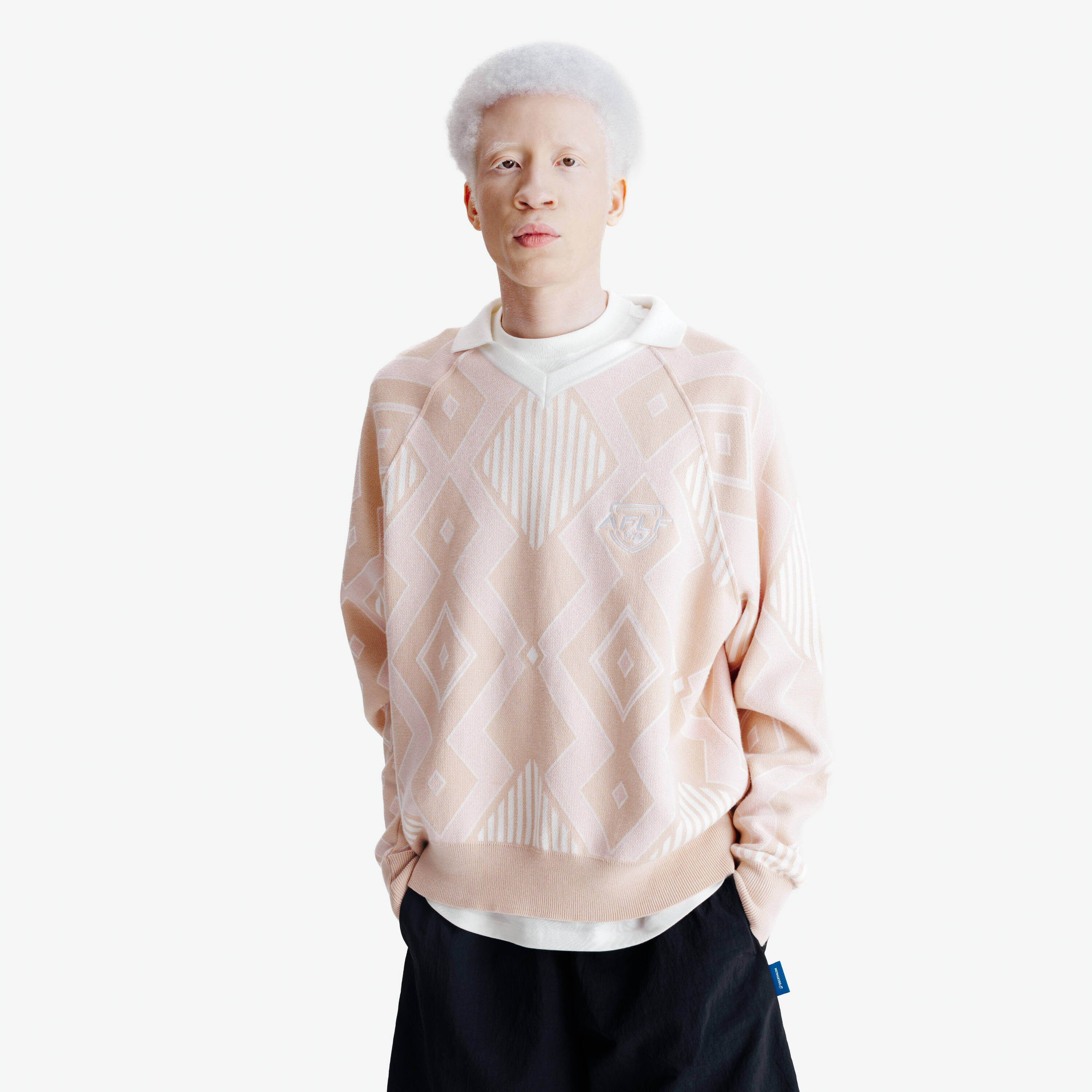 Men's jumper, Heritage, pink and white -  1