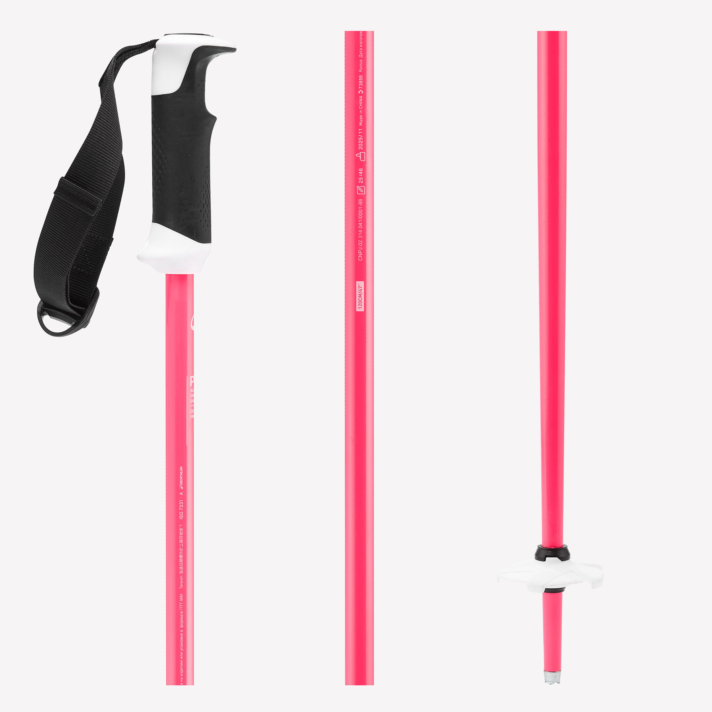 Bastoncini sci adulto BOOST 500 SAFETY rosa fluo 3/6