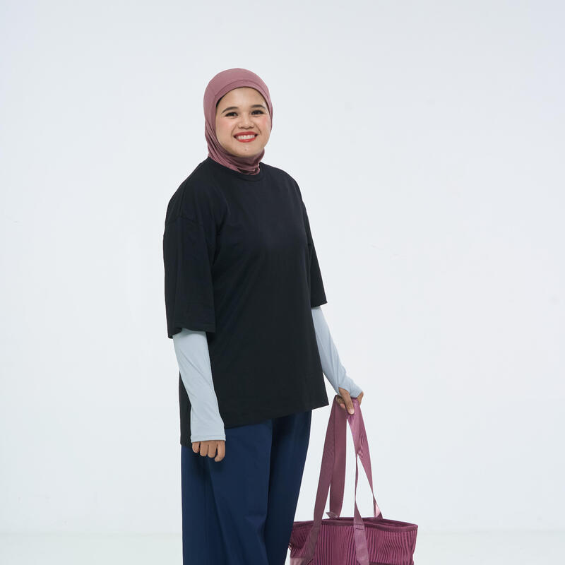 Kısa Kollu Oversize Tişört - Siyah - Coolmax