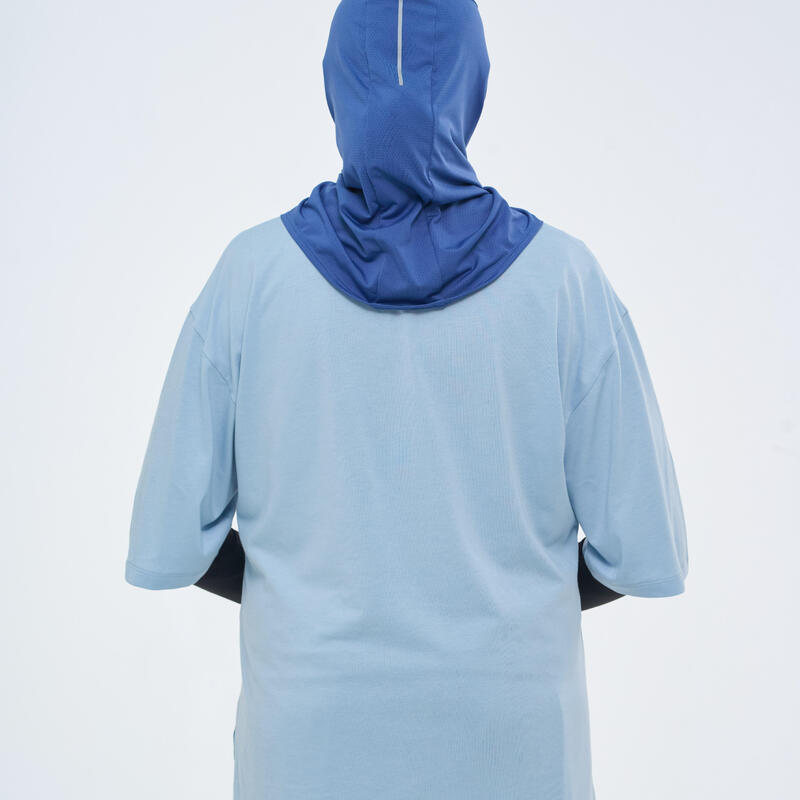 Kısa Kollu Oversize Tişört - Mavi - Coolmax