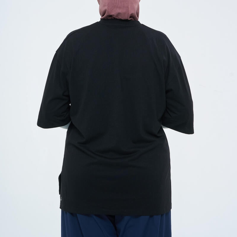 Kısa Kollu Oversize Tişört - Siyah - Coolmax