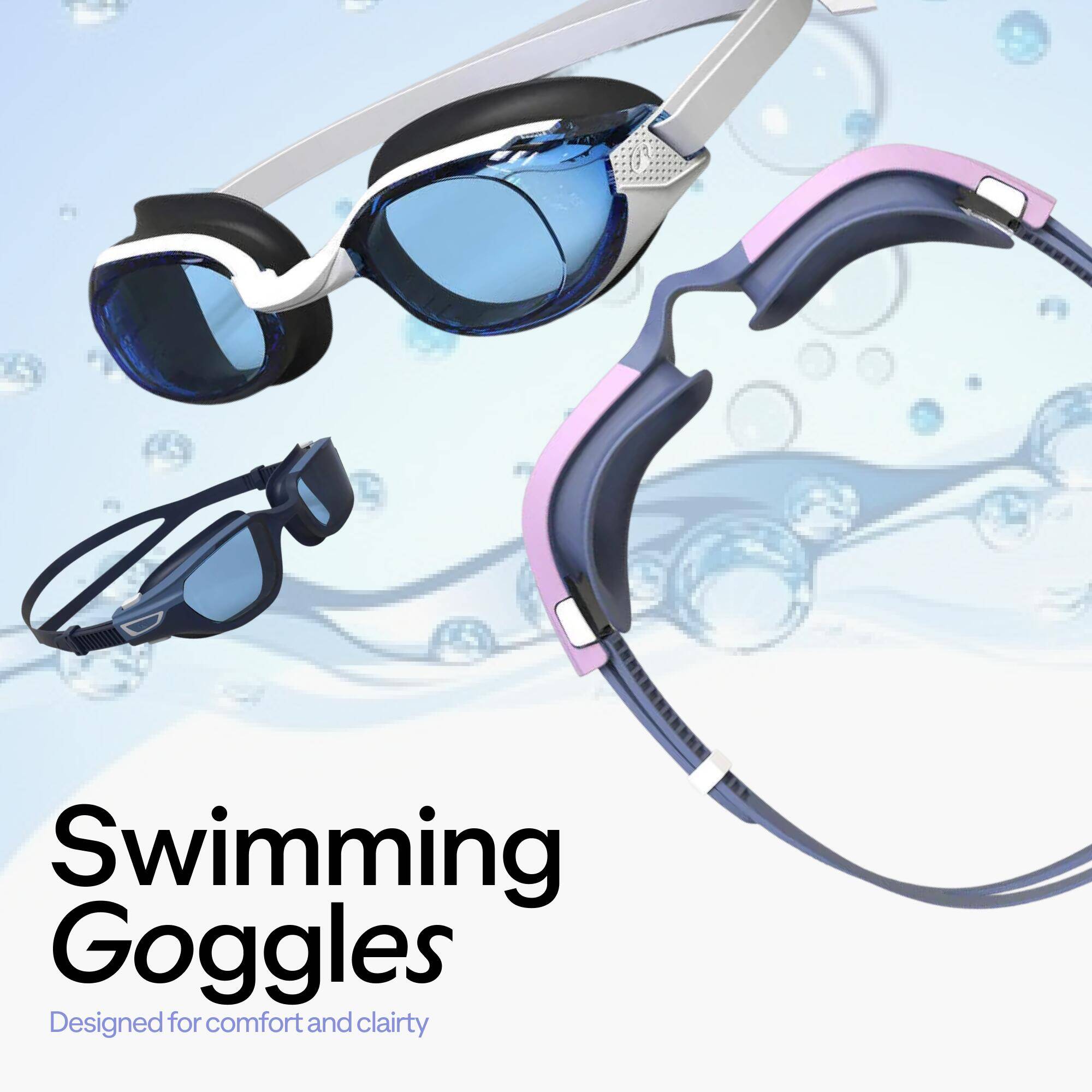Swimming goggles One Size Fits All - Bfit white tinted blue - New anti-fog -  4