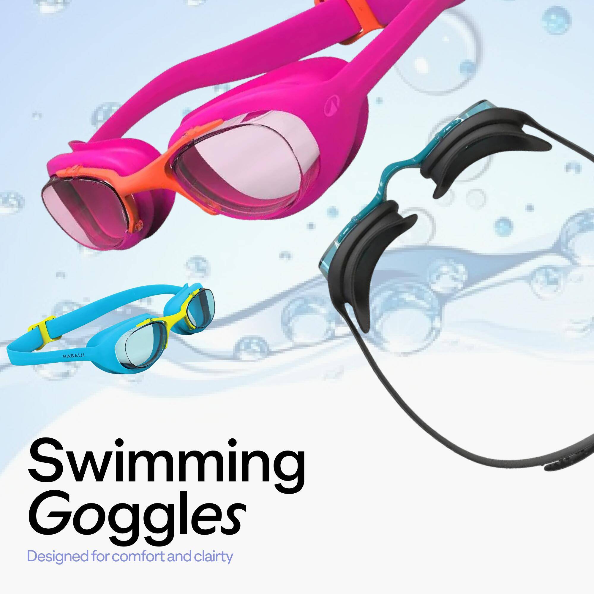 Kids Swimming Goggles UV Protection Anti Fogging Clear Lenses Xbase Coral Pink -  3