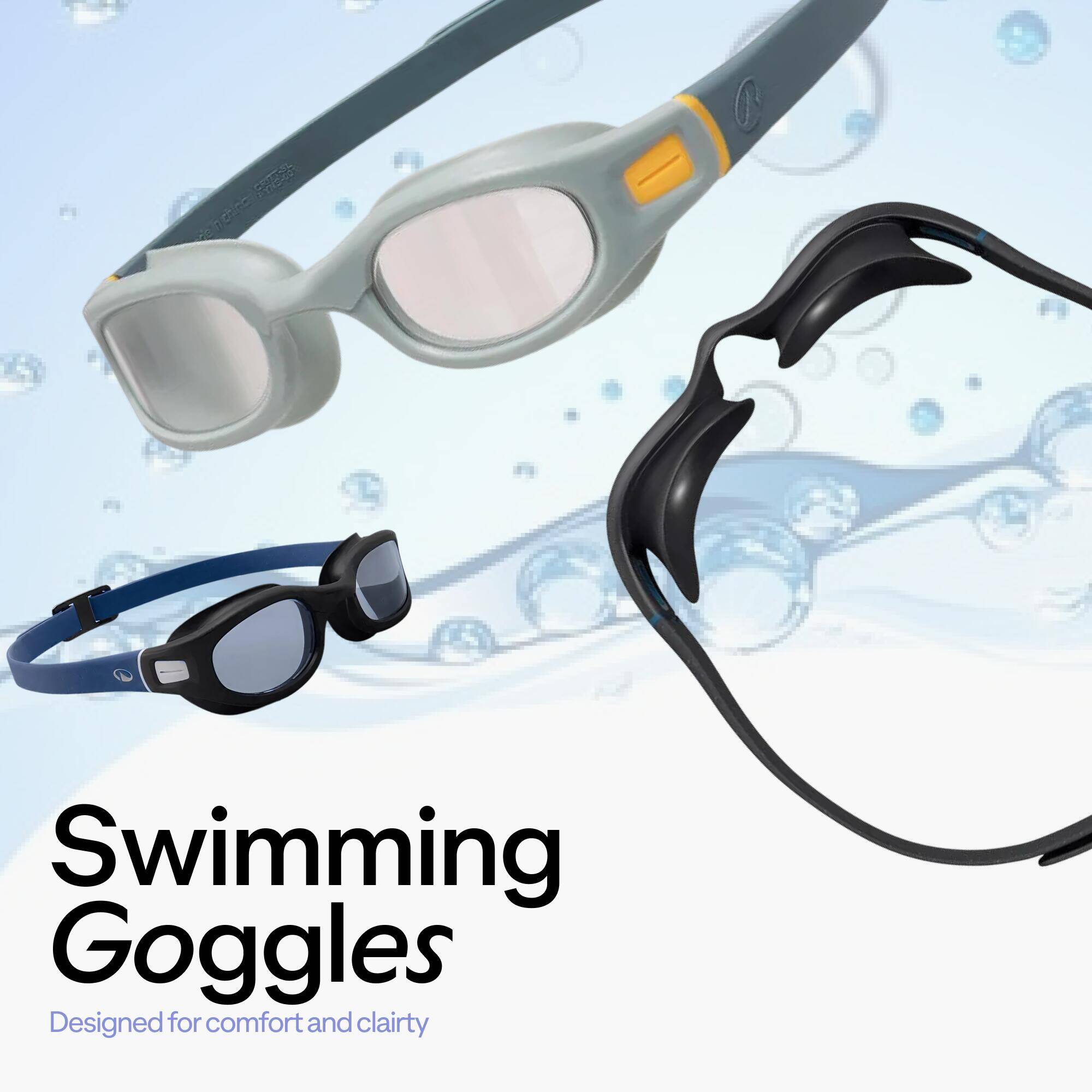 Swimming goggles soft - Clear lenses - Size small - green orange -  5