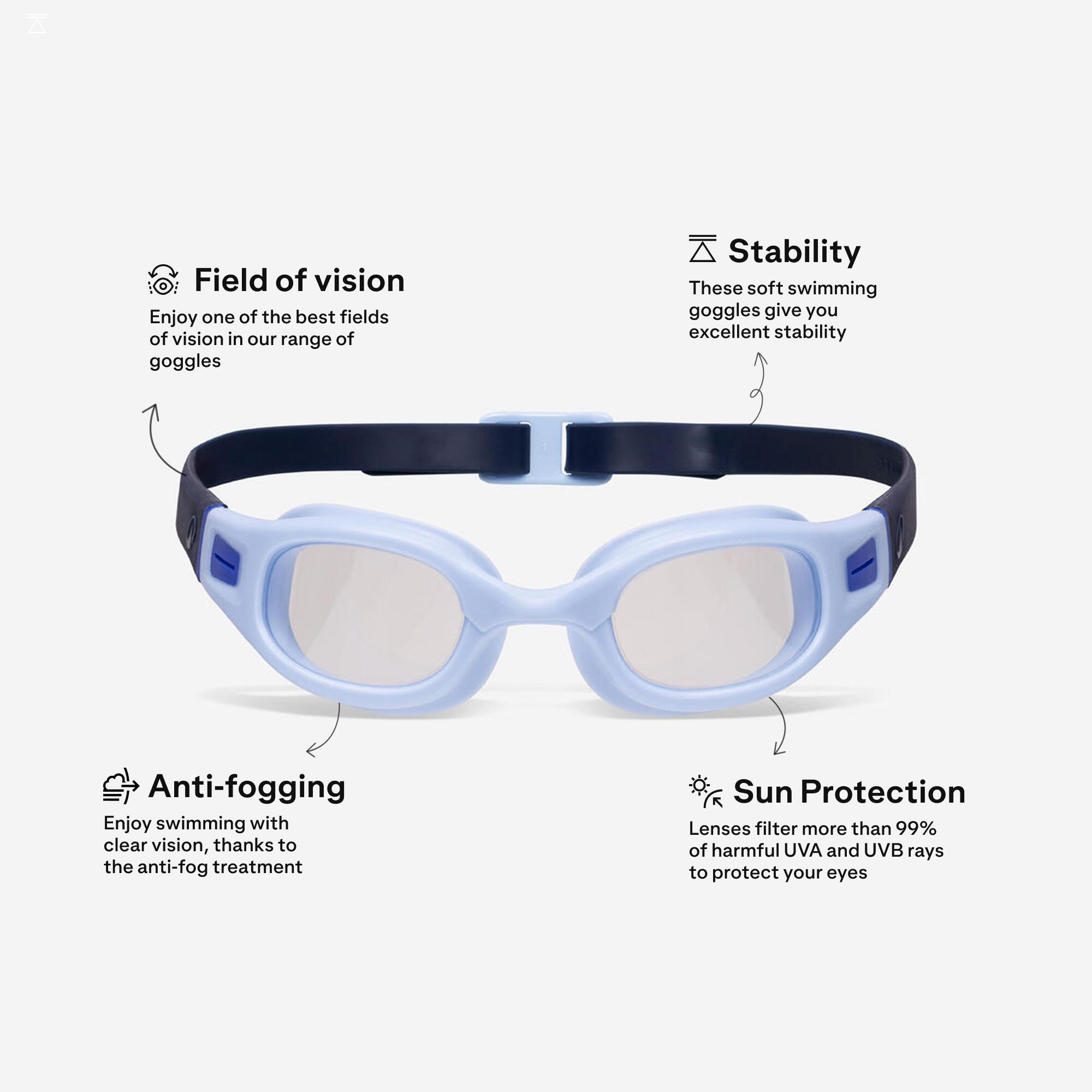 Swimming Goggles soft - Clear lenses - Size small - Blue indigo
