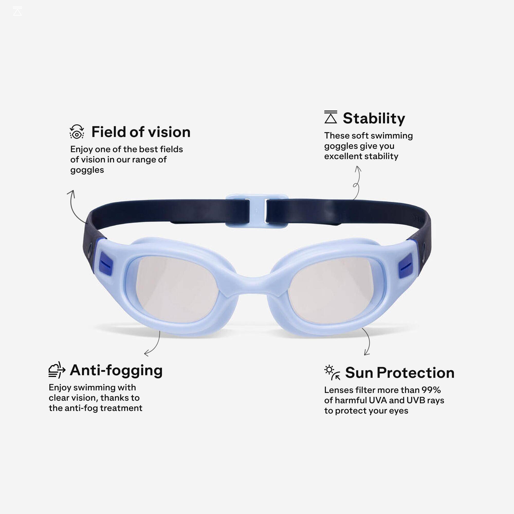 Swimming goggles soft - Clear lenses - Size small - Blue indigo -  2