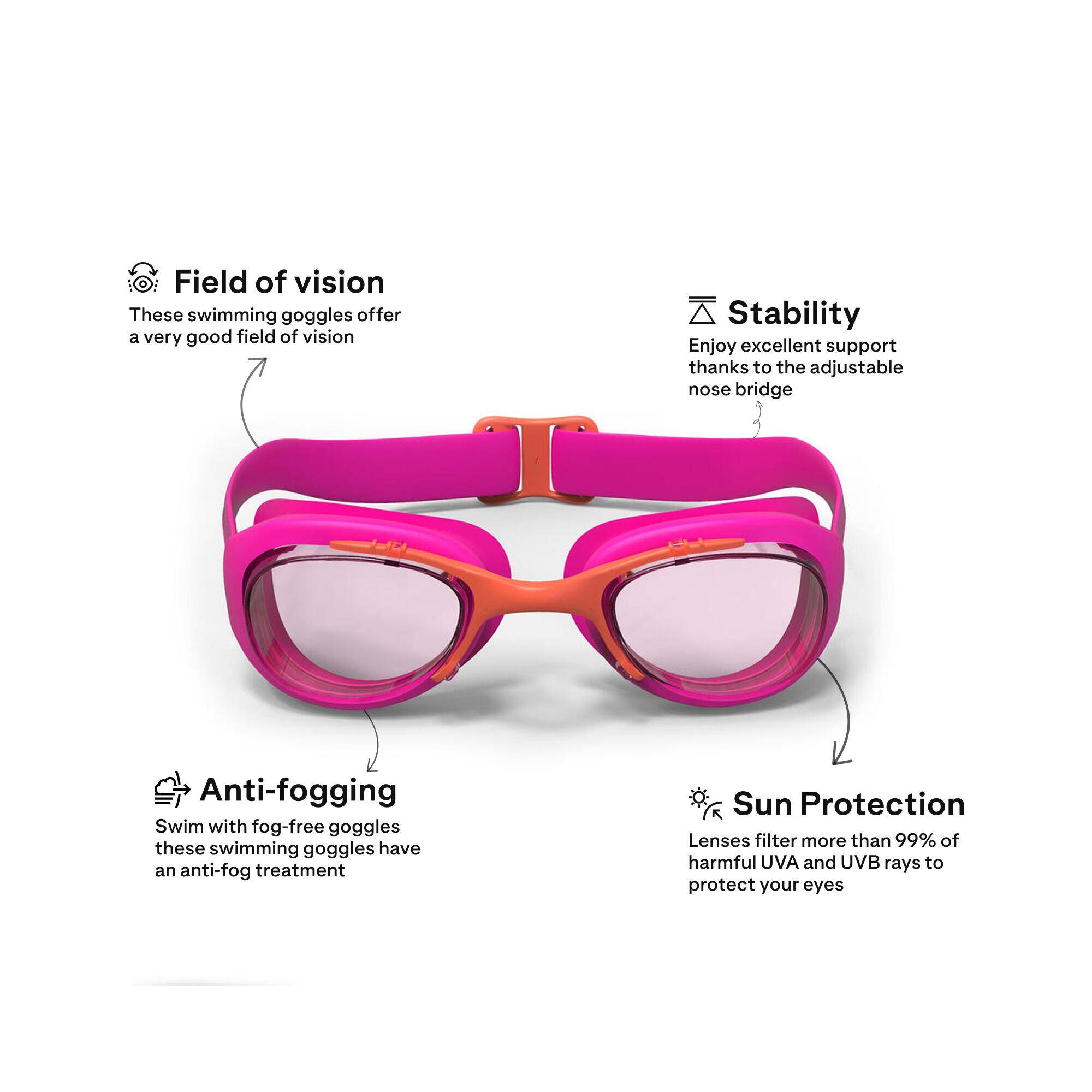 Kids Swimming Goggles UV Protection Anti Fogging Clear Lenses Xbase Coral Pink -  2