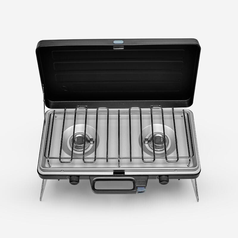 Aragaz cu gaz 500 de camping 2 arzătoare - 2x3000W - aprindere piezo - picioare