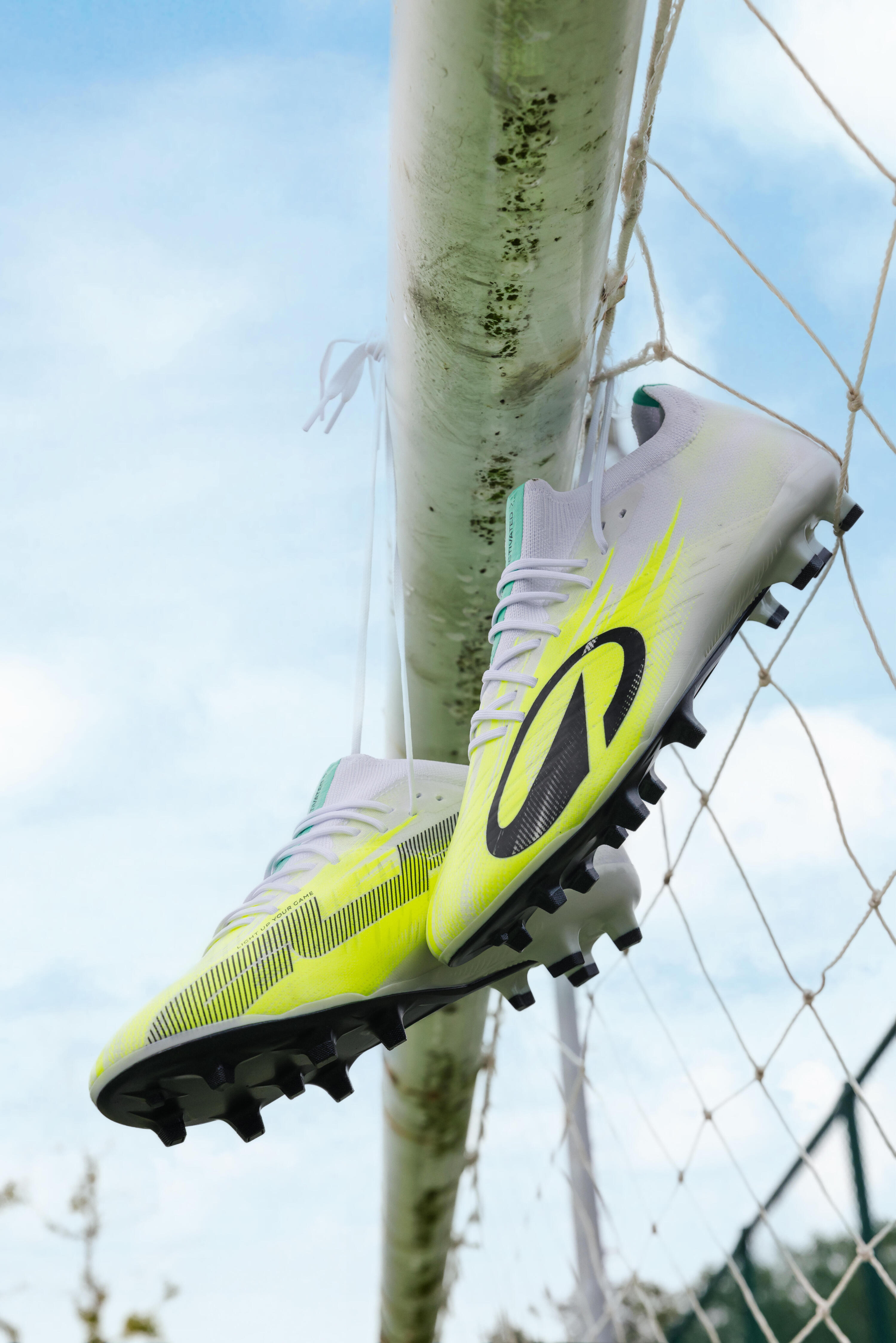 Tenis de futbol blanco con amarillo para adulto CLR 7 Elite FG 14/17