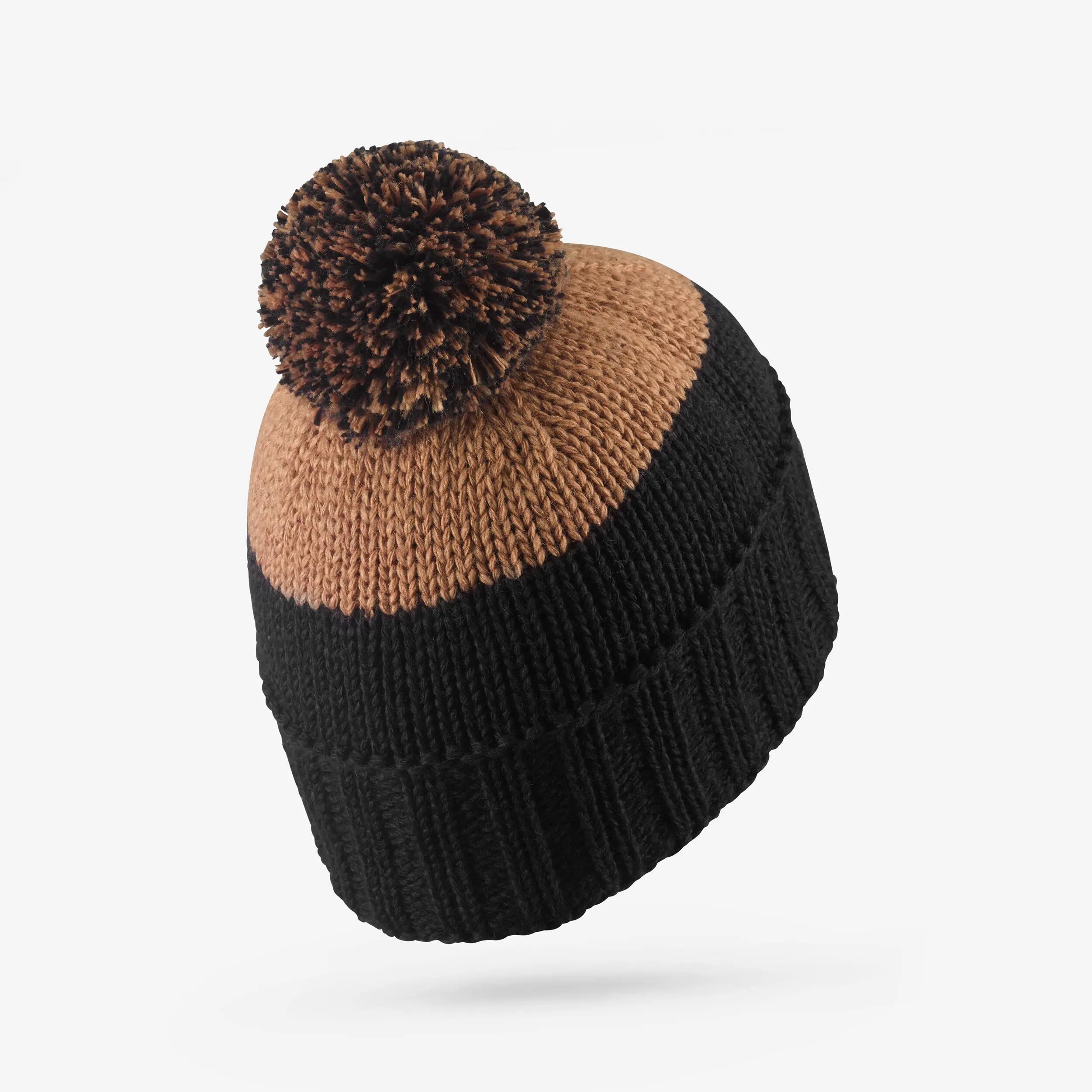 Gorro de ski para criança made in France, GRAND NORD 500 castanho e preto 4/5