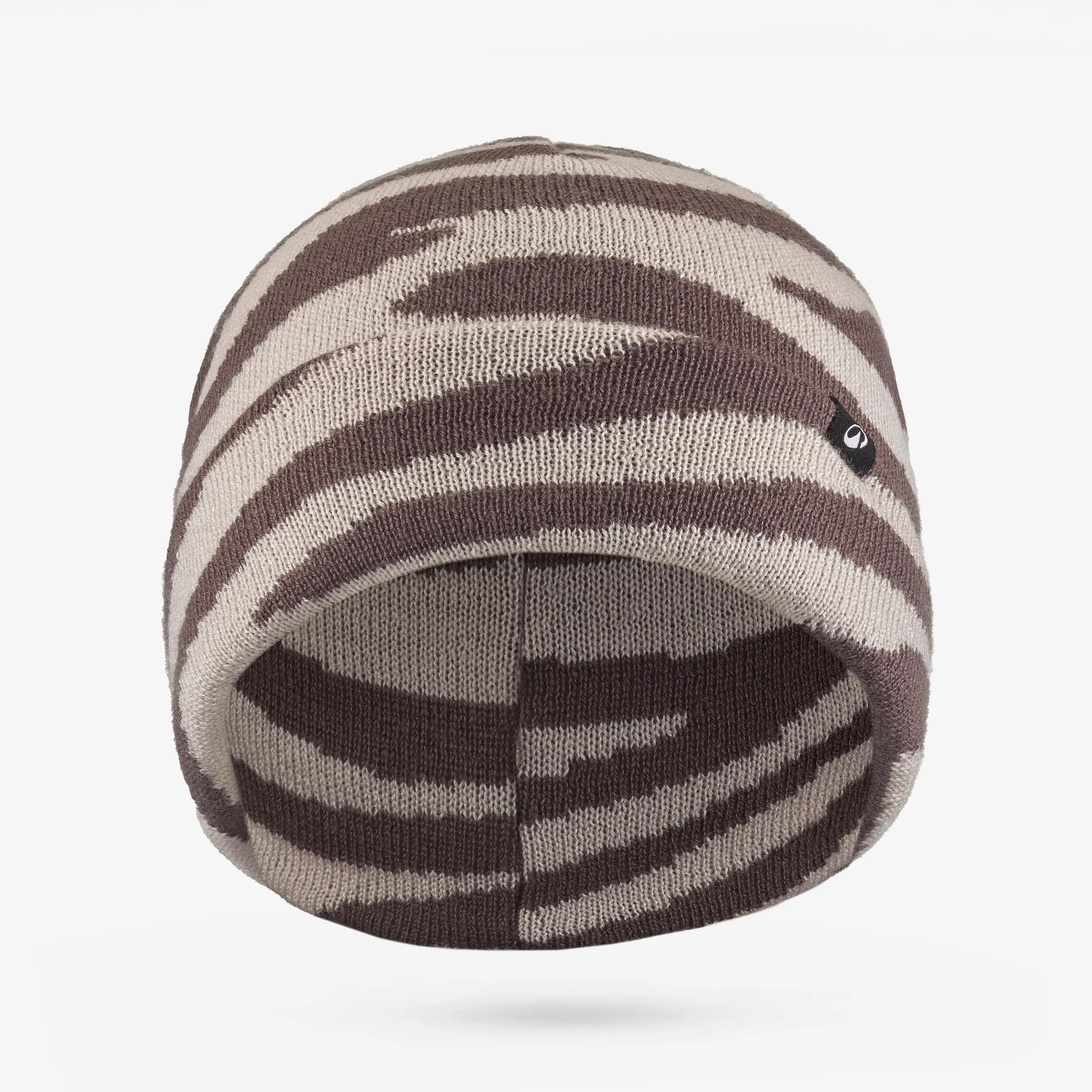 Gorro con vuelta adulto, RIDER 500 cebra marrón y rosa 4/4