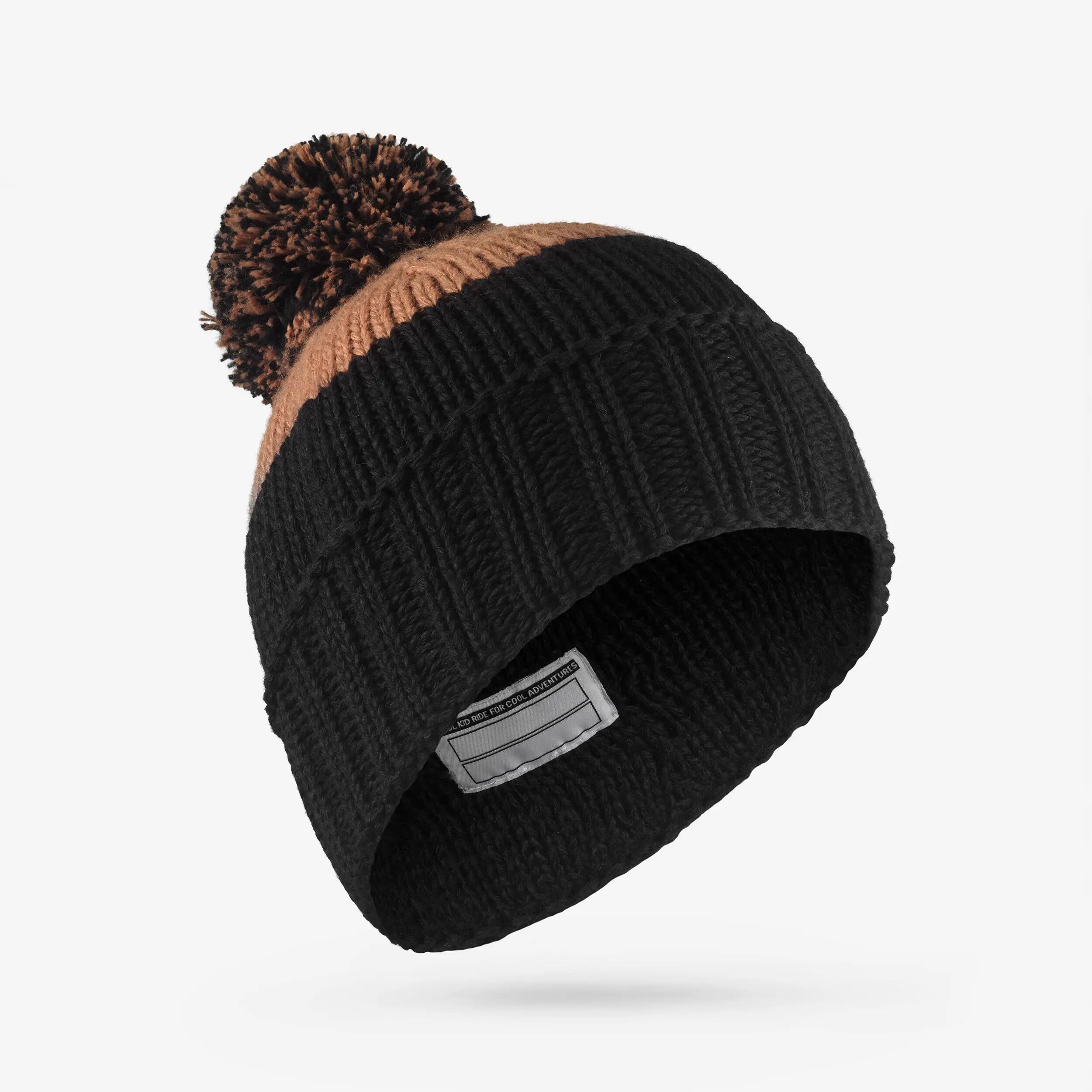 Gorro de ski para criança made in France, GRAND NORD 500 castanho e preto 2/5