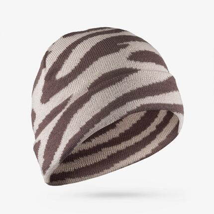 Bonnet à revers adulte, RIDER 500 zèbre marron et rose