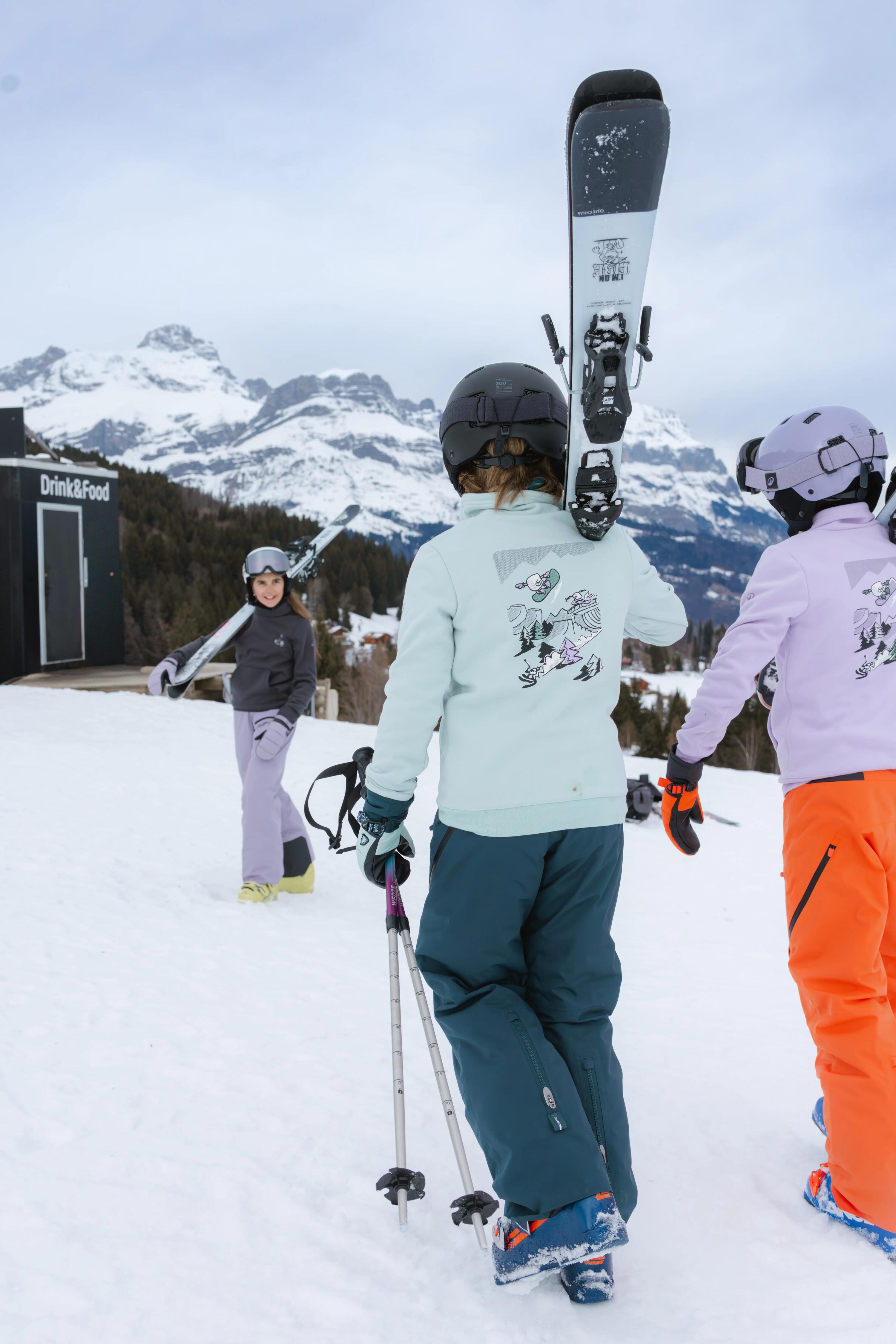 Sweater voor skiën en snowboarden kinderen 6-14 jaar 100 grijs met motief 19/19