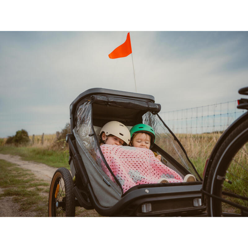 Remorcă biciclet�� compactă pliantă 2 persoane cărucior EXPL 900 Copii