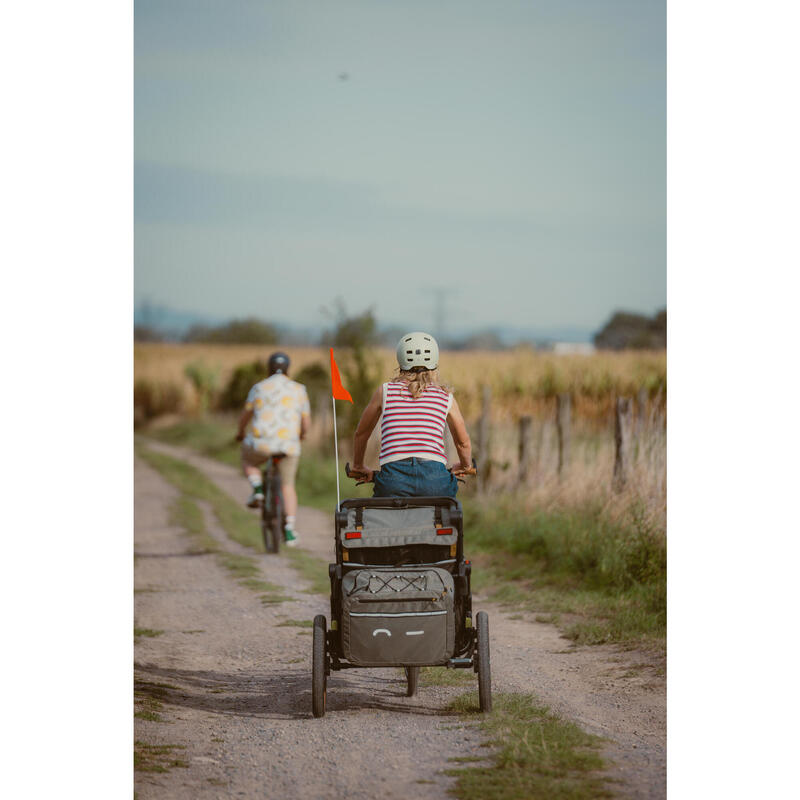 Remorcă biciclet�� compactă pliantă 2 persoane cărucior EXPL 900 Copii