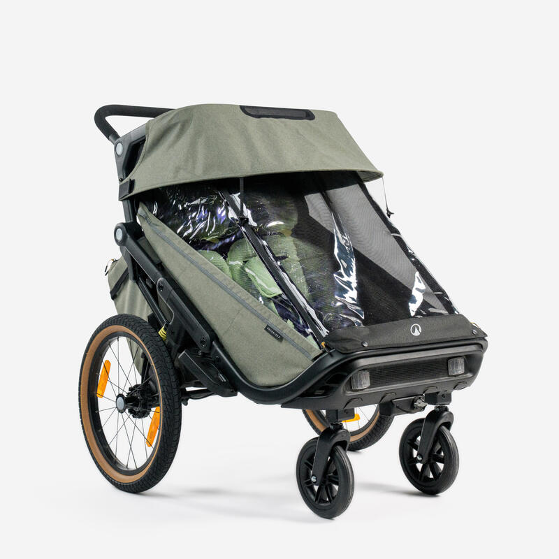 Remorcă biciclet�� compactă pliantă 2 persoane cărucior EXPL 900 Copii