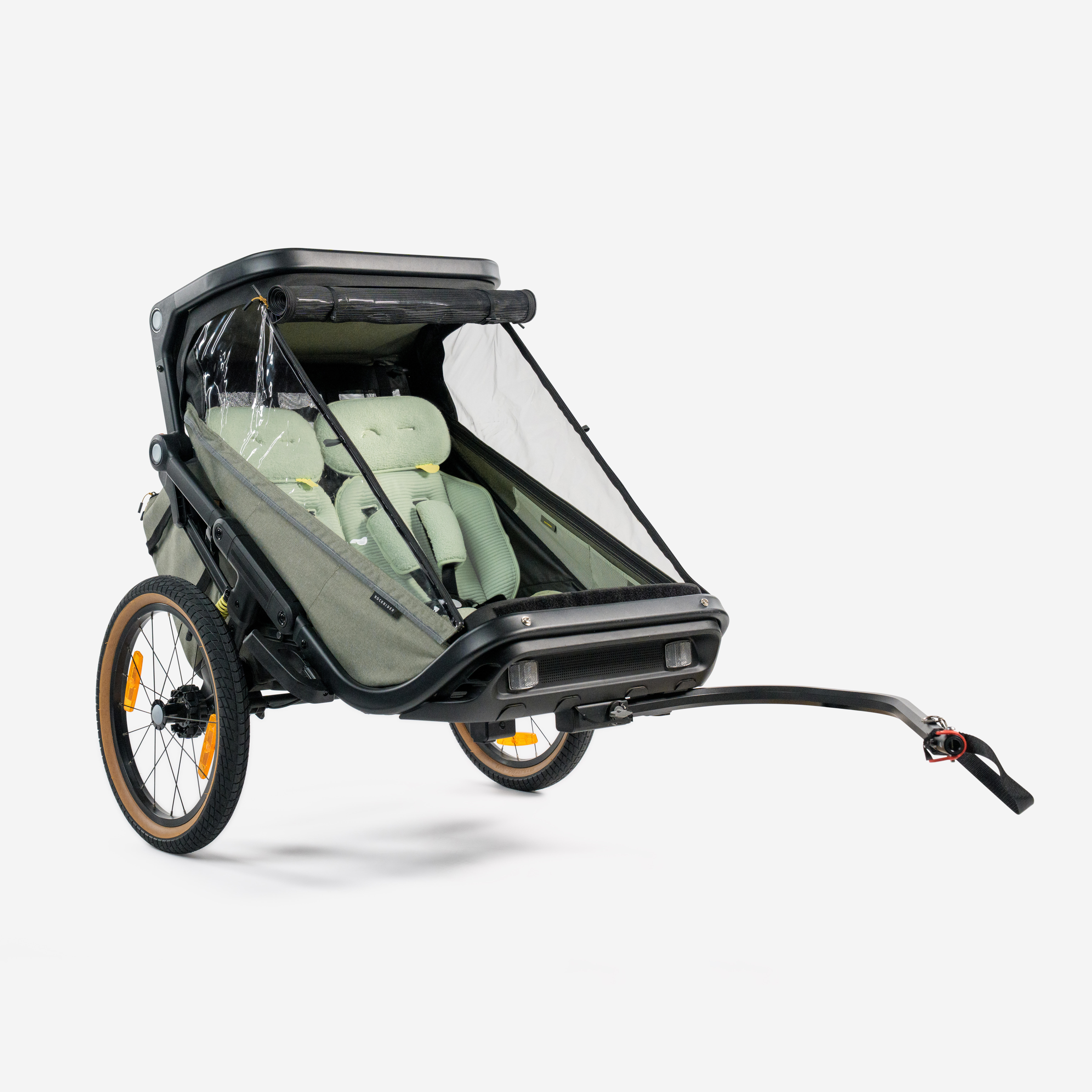 Remorque vélo enfant compacte pliante 2 places poussette, EXPL 900