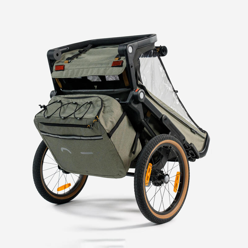 Remorcă biciclet�� compactă pliantă 2 persoane cărucior EXPL 900 Copii