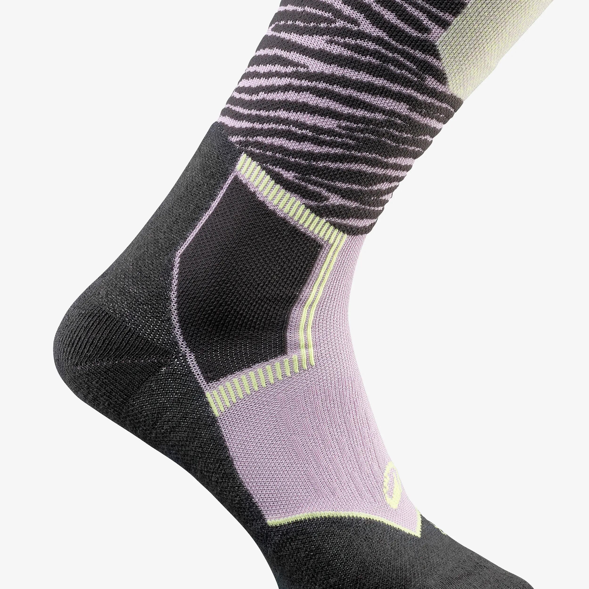 Calcetines térmicos esquí lana adulto, por pares, 500 Control, lila  6/16