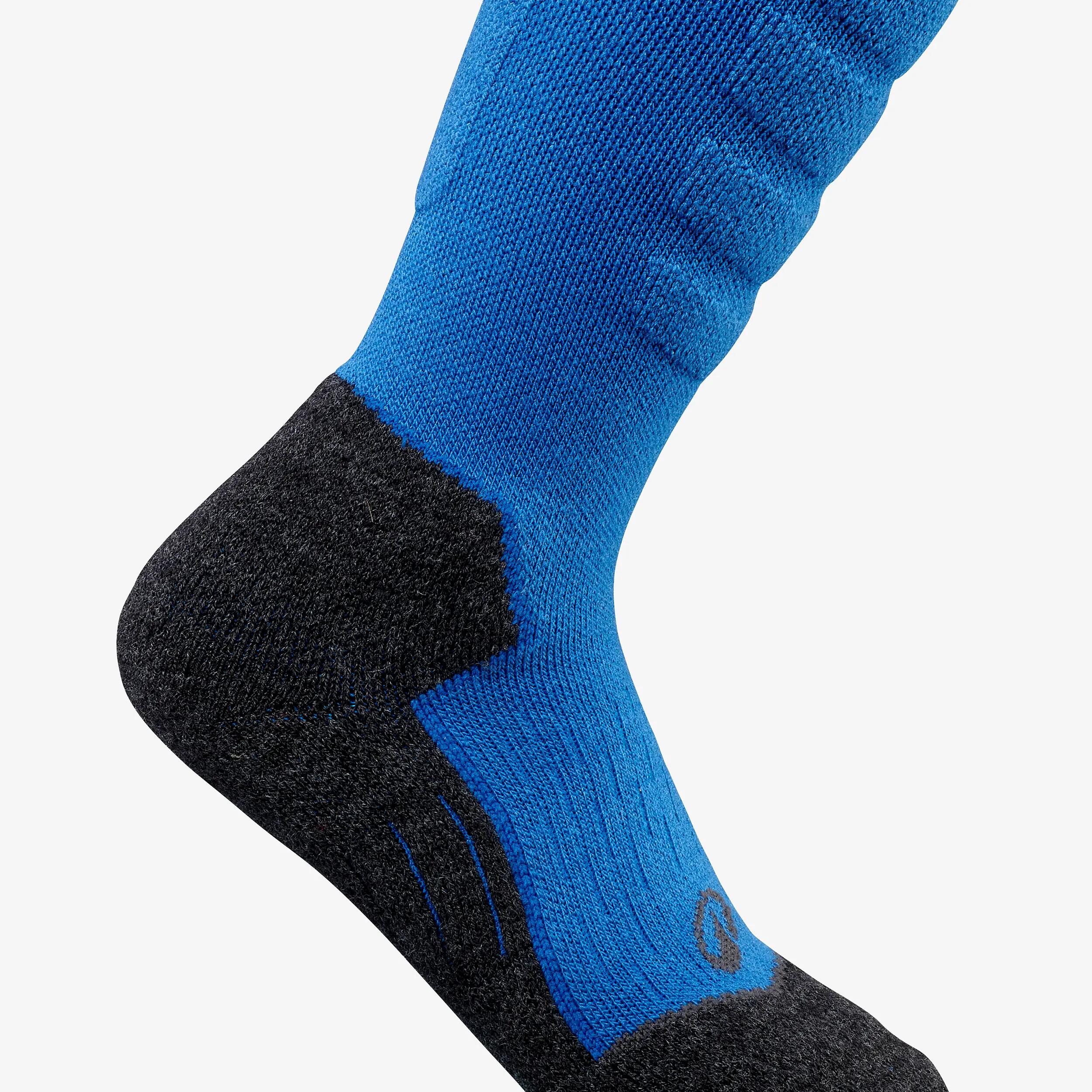 Warme skisokken snowboardsokken voor kinderen 500 blauw zwart 3/7