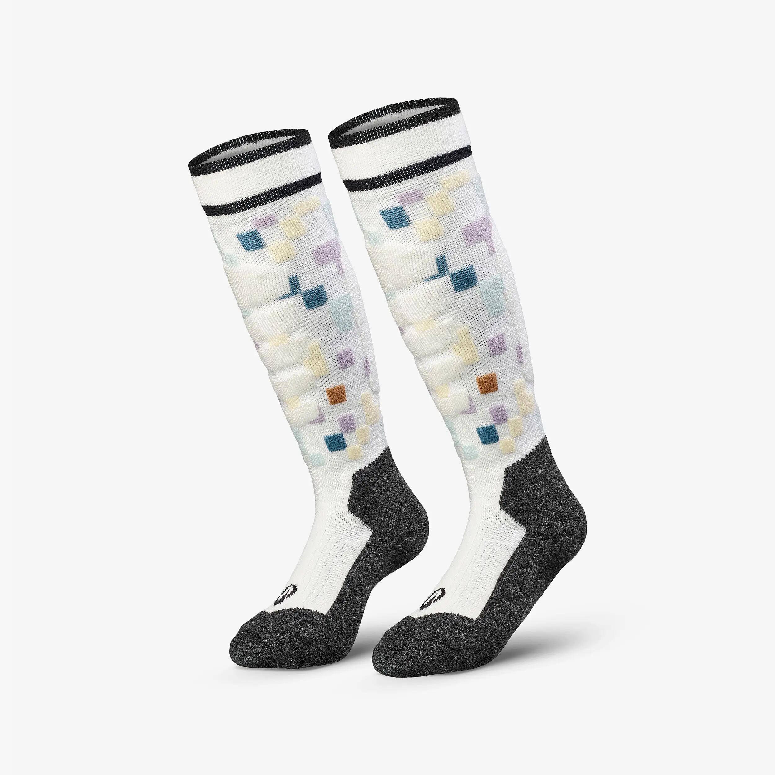 Calcetines térmicos esquí cálidos niños, en lotes de 2 pares, 500, azul motivo  5/17