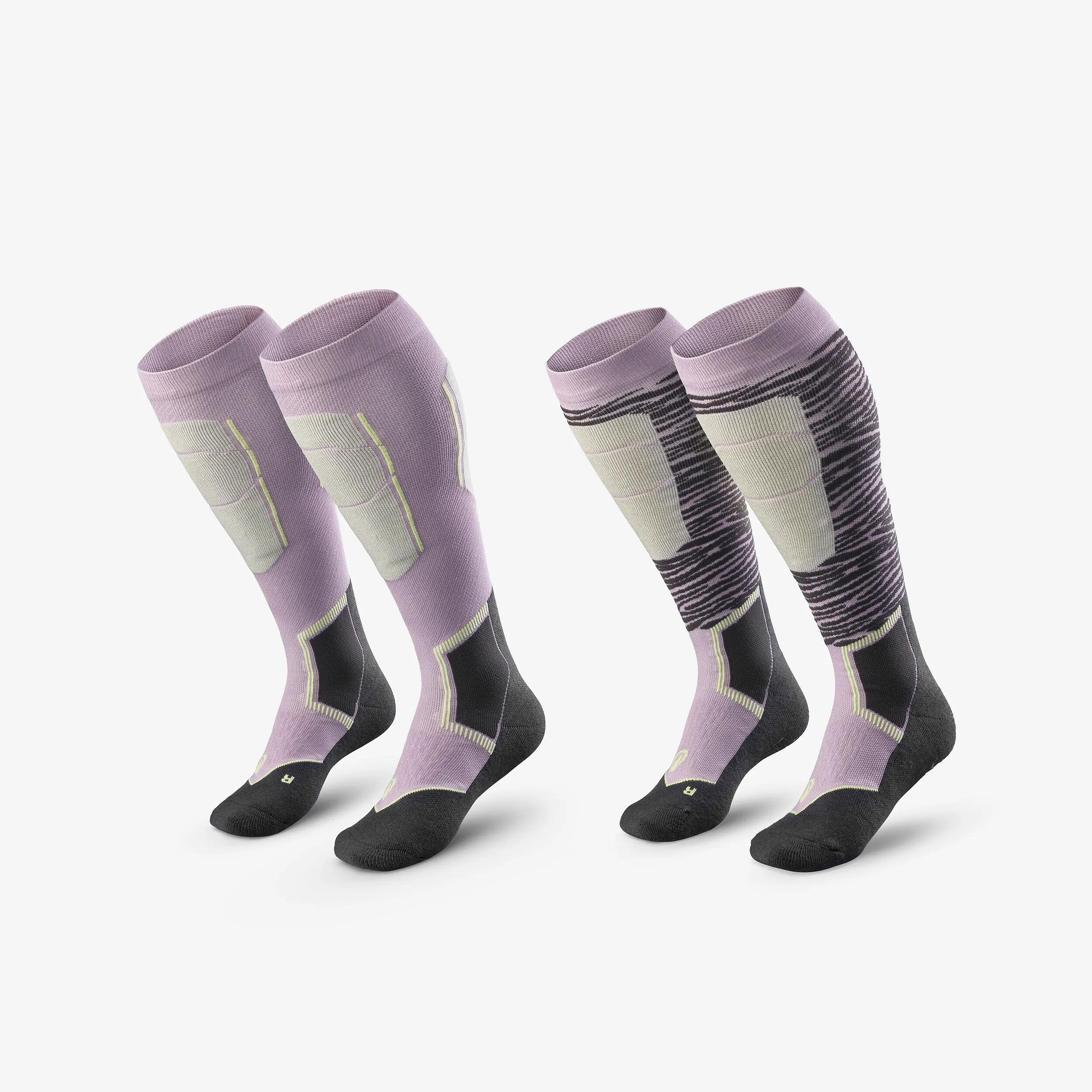 Calcetines térmicos esquí lana adulto, por pares, 500 Control, lila  16/16