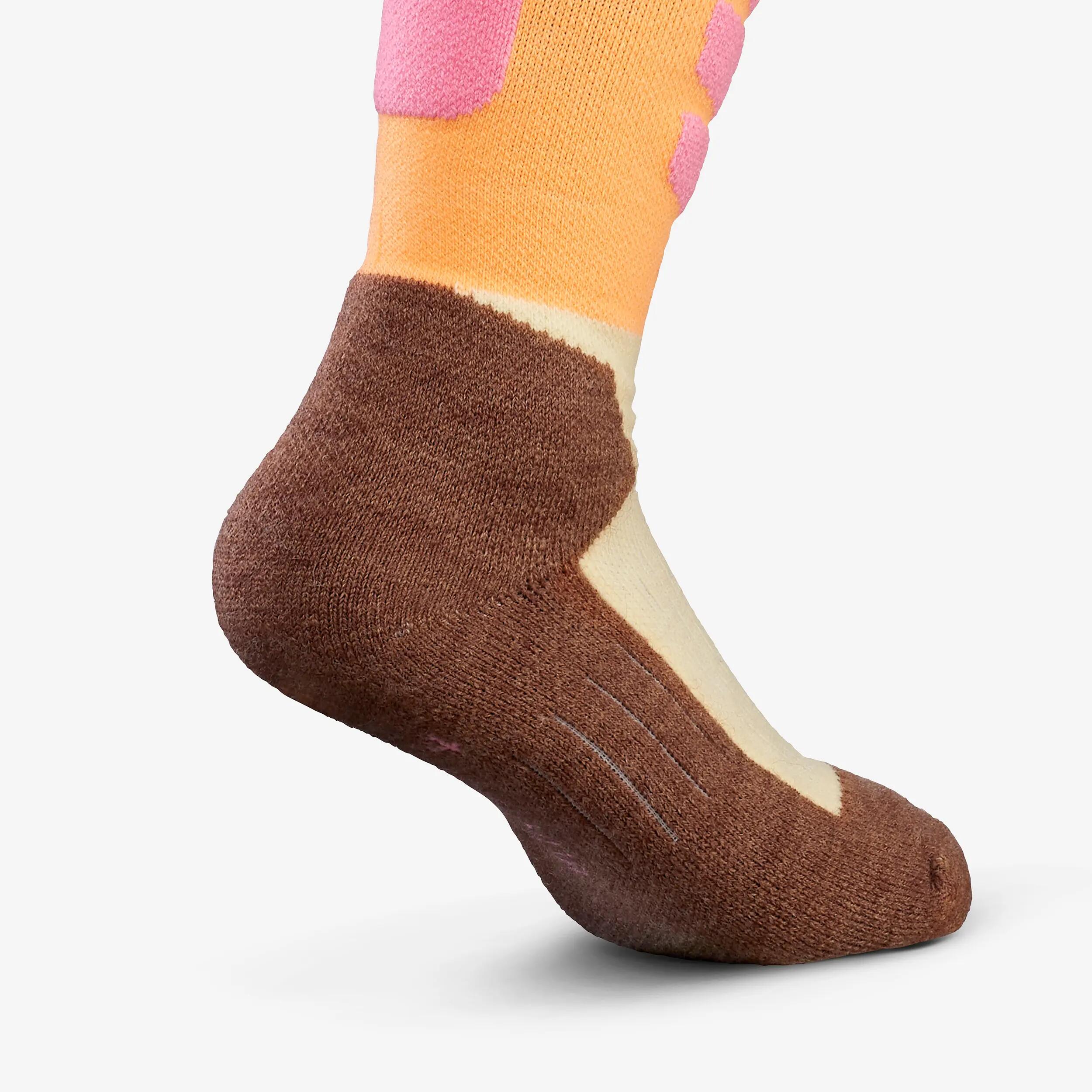 Skisocken Kinder warm Doppelpack - 500 rosa/orange 15/17