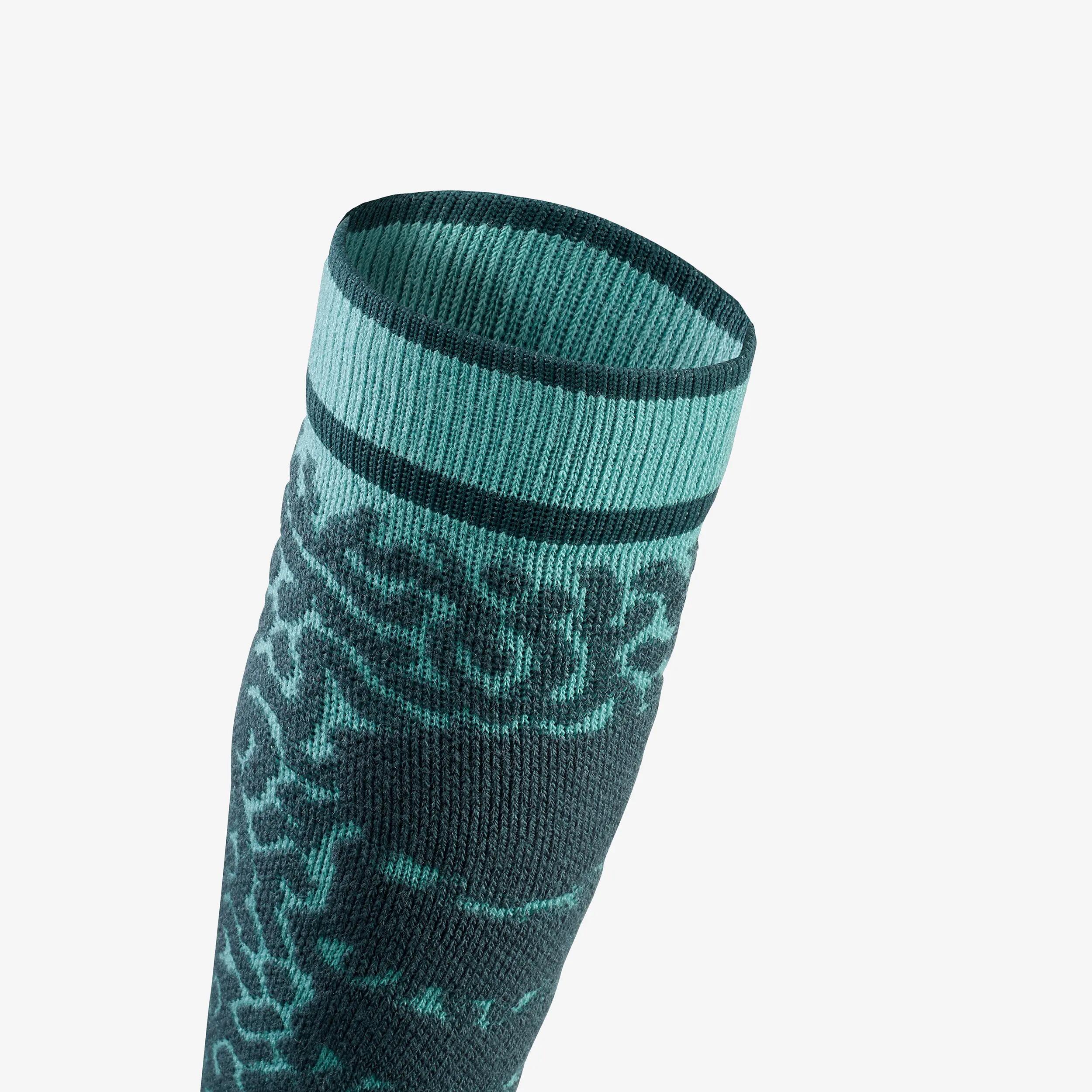 Calcetines térmicos esquí cálidos niños, en lotes de 2 pares, 500, azul motivo  14/17