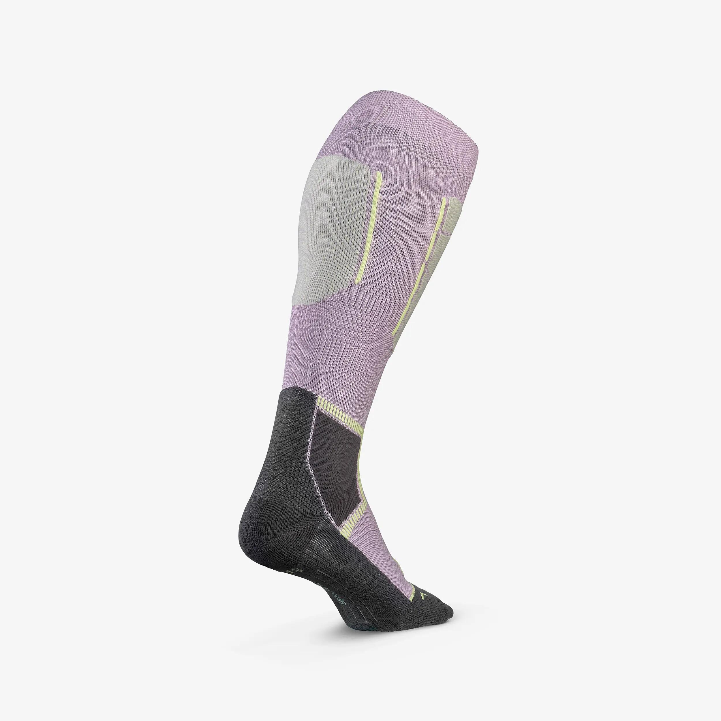 Calcetines térmicos esquí lana adulto, por pares, 500 Control, lila  11/16