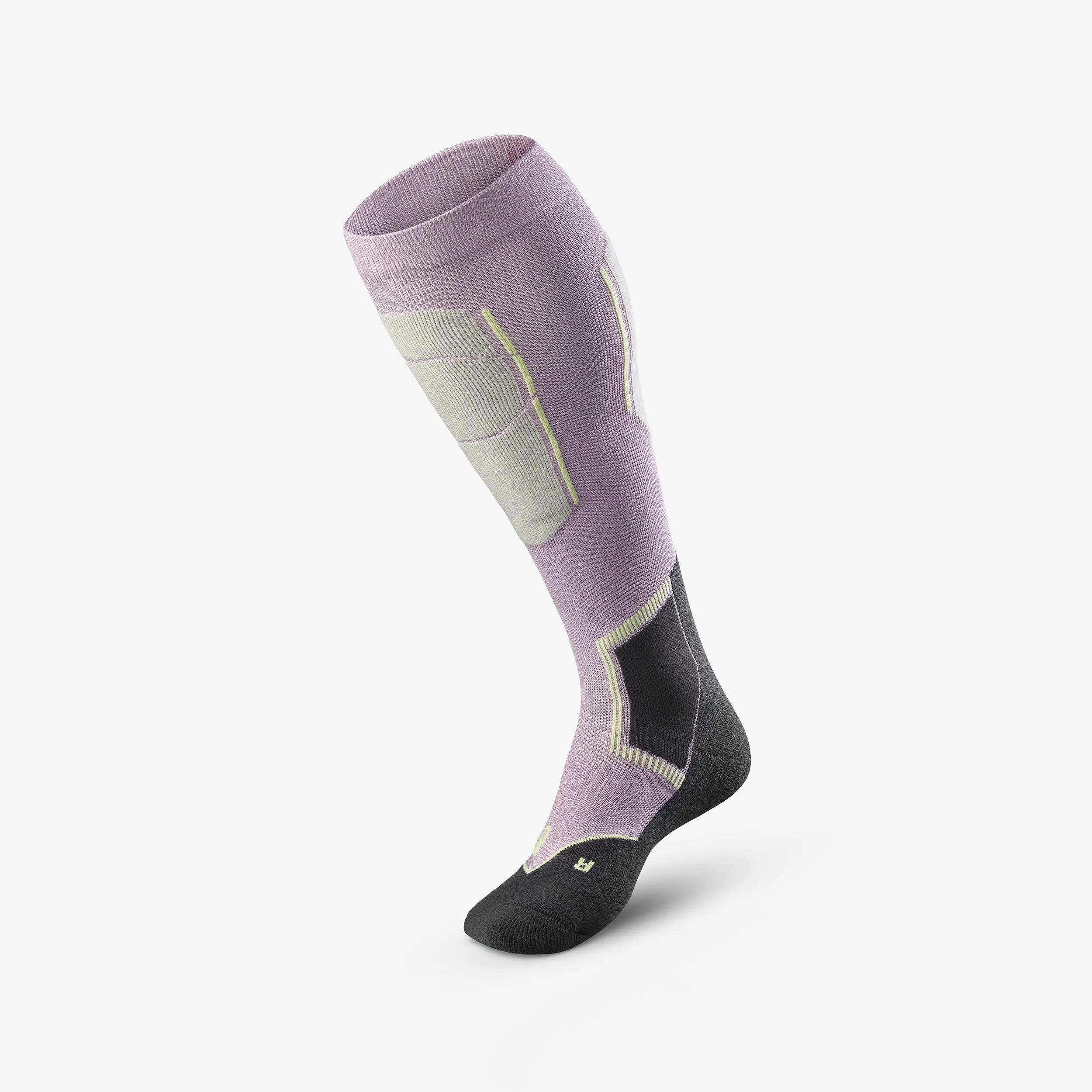 Calcetines térmicos esquí lana adulto, por pares, 500 Control, lila  3/16