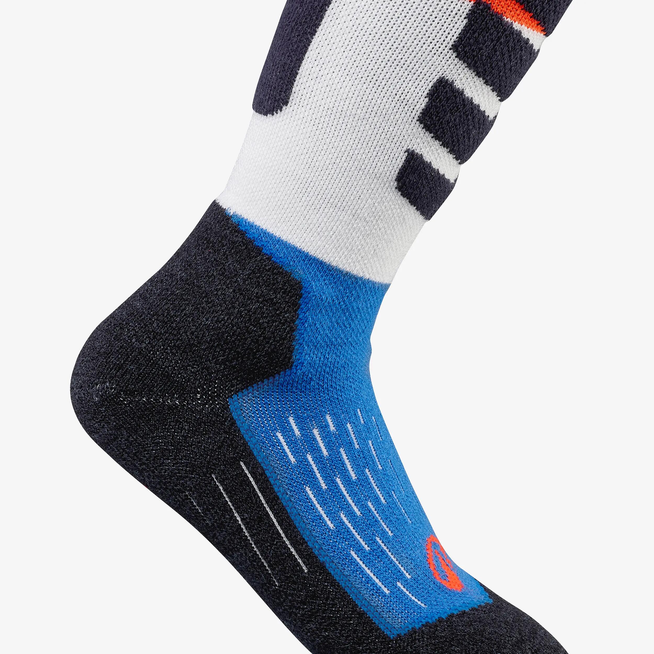 Calcetines térmicos esquí cálidos niños, lotes de 2 pares, 500, azul y naranja  7/17