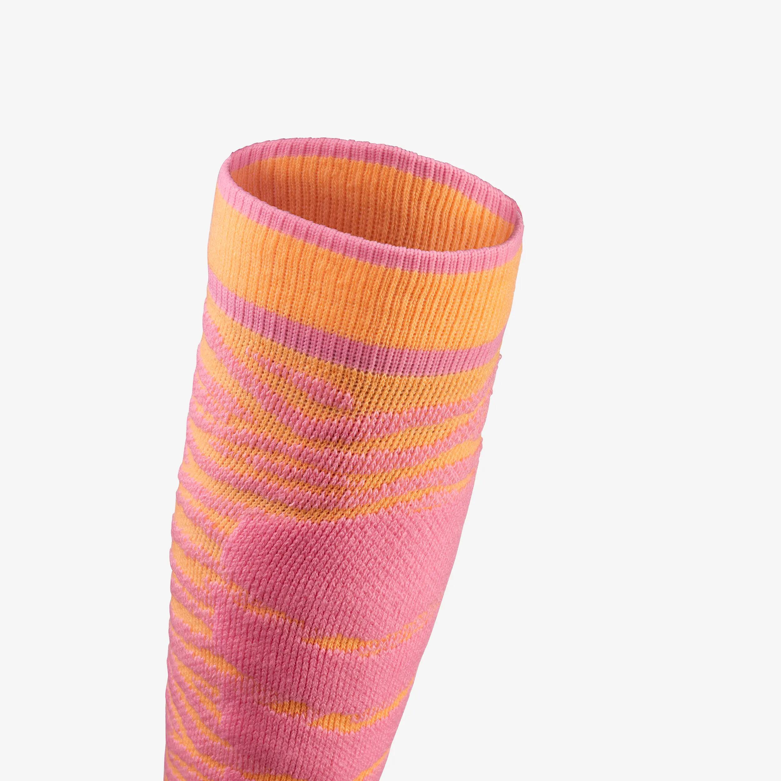 Skisocken Kinder warm Doppelpack - 500 rosa/orange 14/17