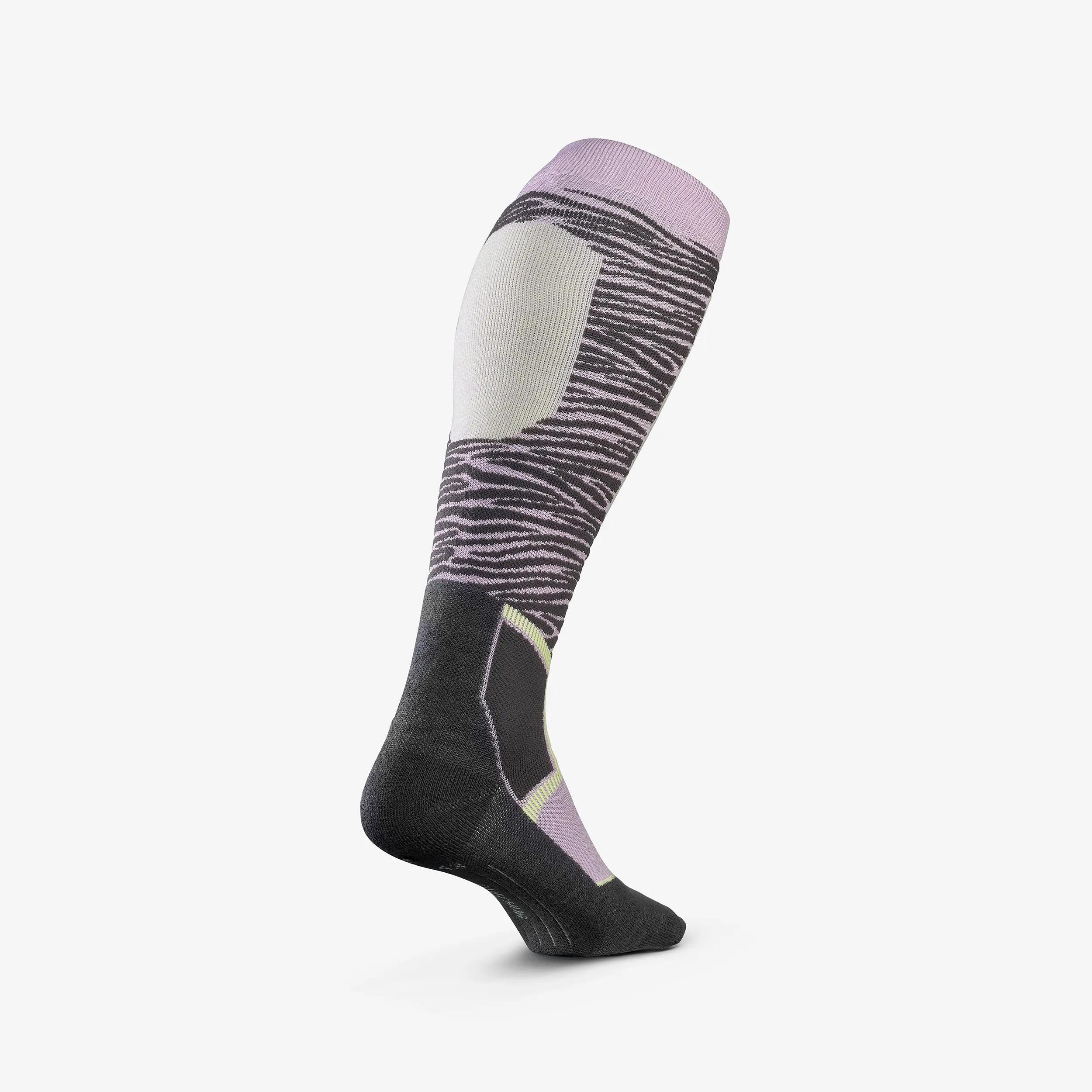 Calcetines térmicos esquí lana adulto, por pares, 500 Control, lila  10/16
