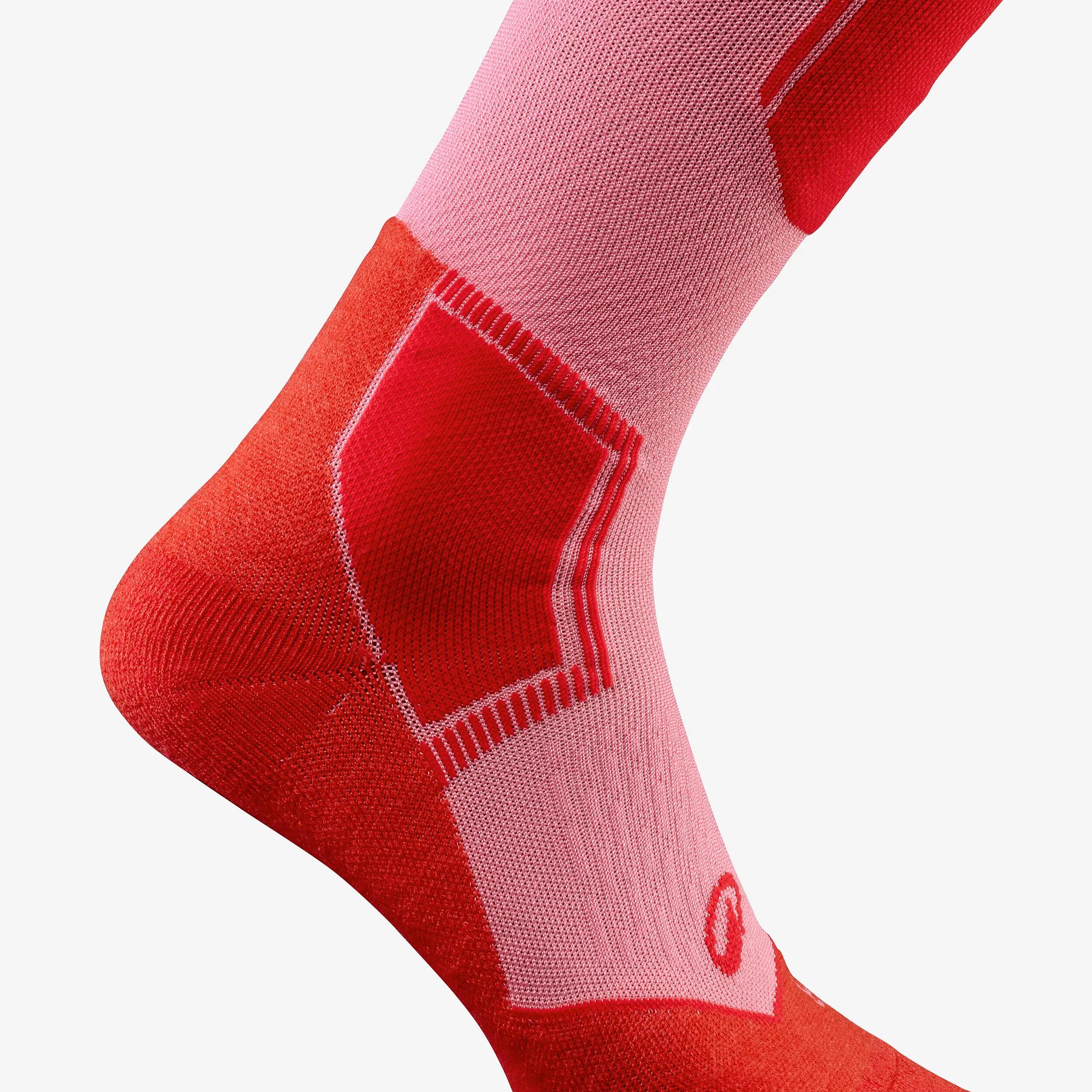 Calcetines térmicos de esquí de lana merina adulto, 500 Control, rosa  3/7