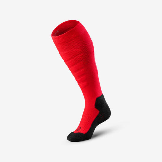 Chaussettes thermiques ski et snowboard chaudes enfant, 500, rouge