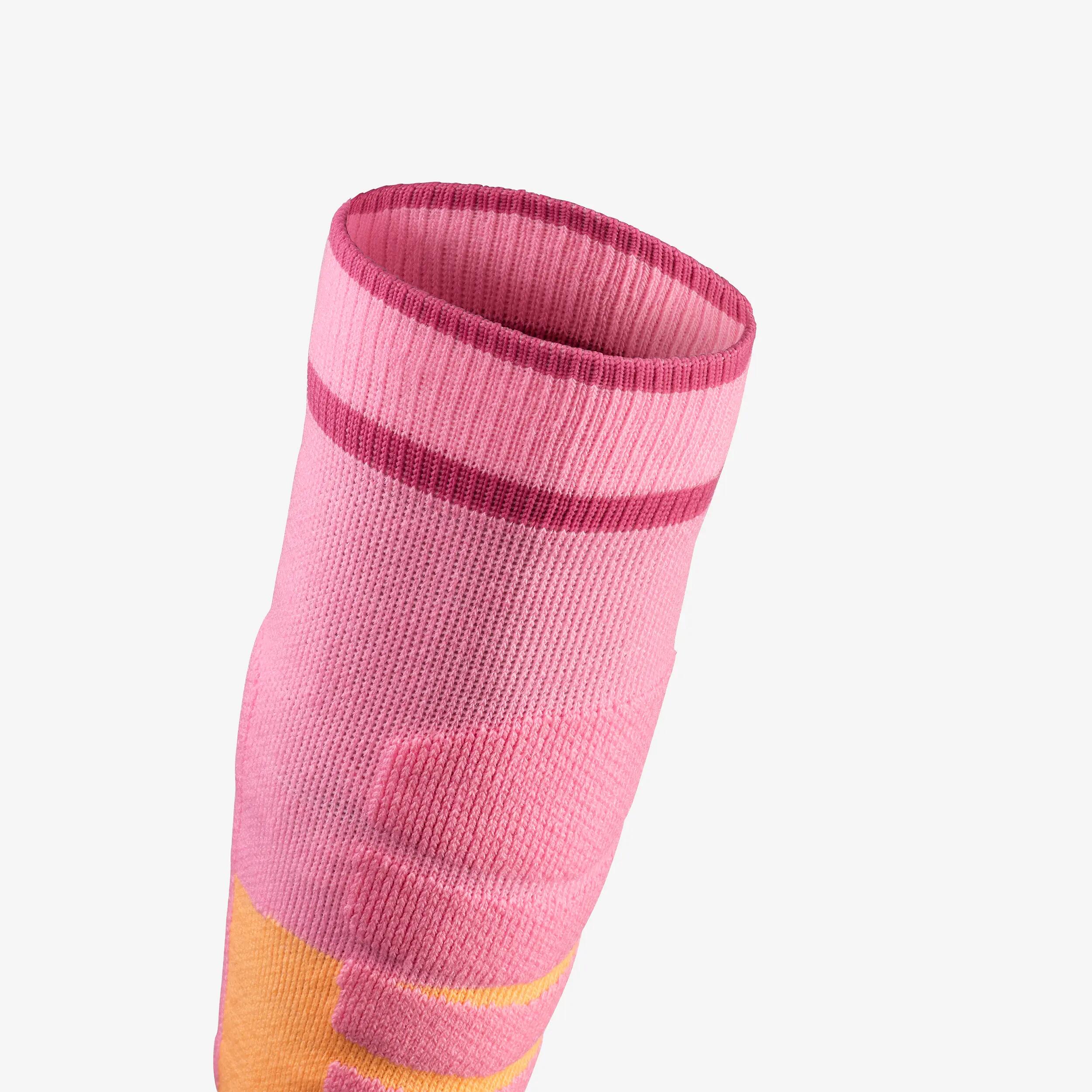 Skisocken Kinder warm Doppelpack - 500 rosa/orange 13/17