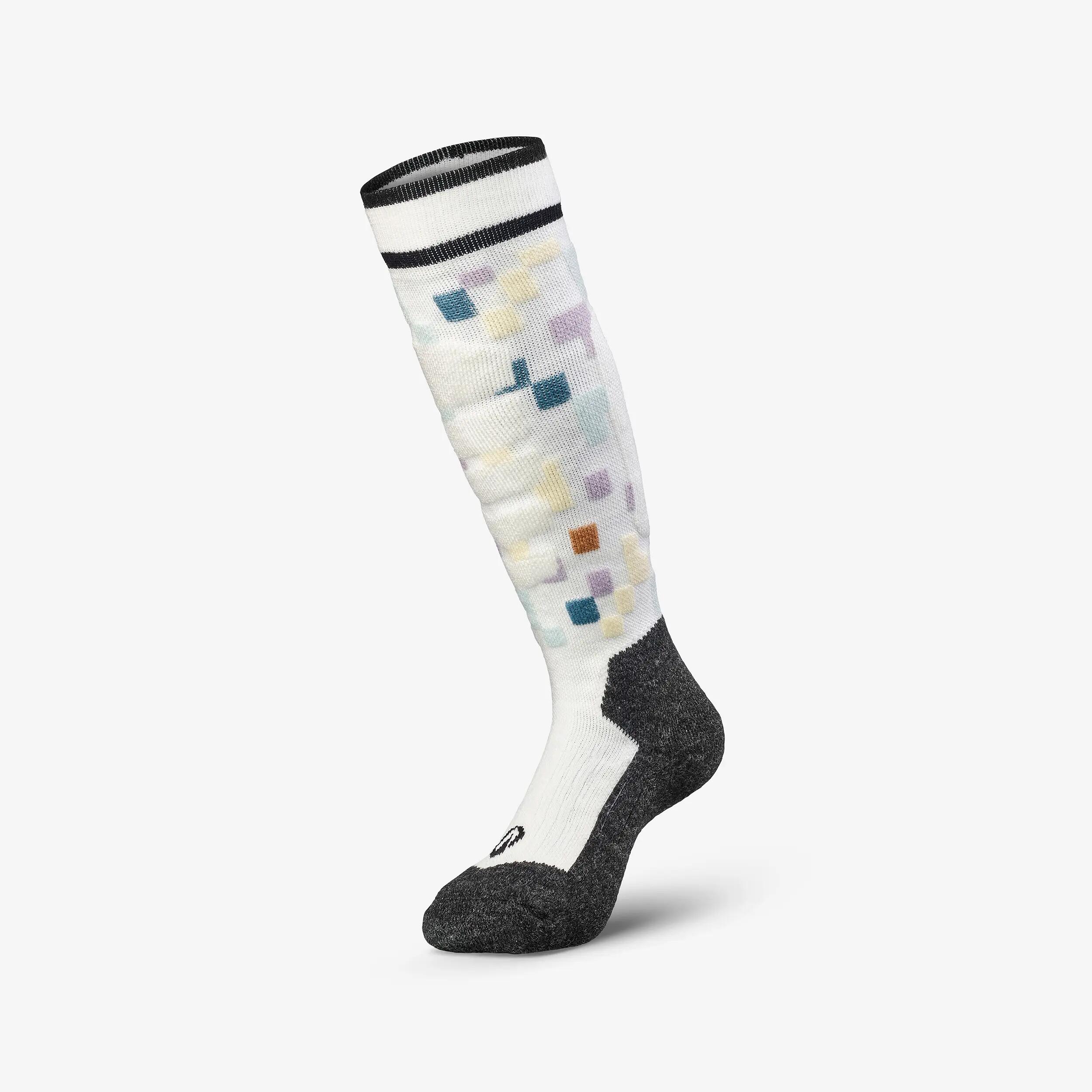Calcetines térmicos esquí cálidos niños, en lotes de 2 pares, 500, azul motivo  3/17