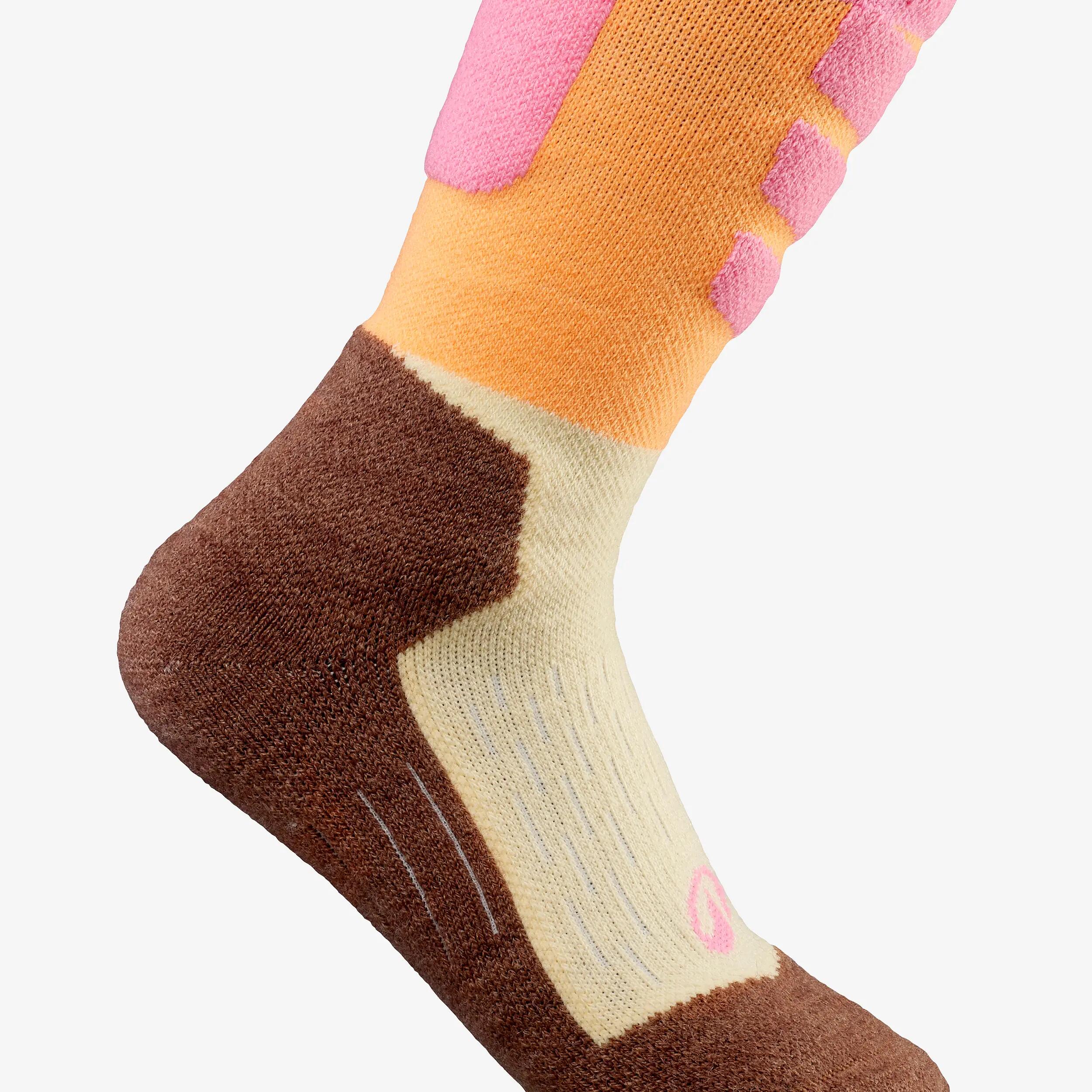 Skisocken Kinder warm Doppelpack - 500 rosa/orange 7/17